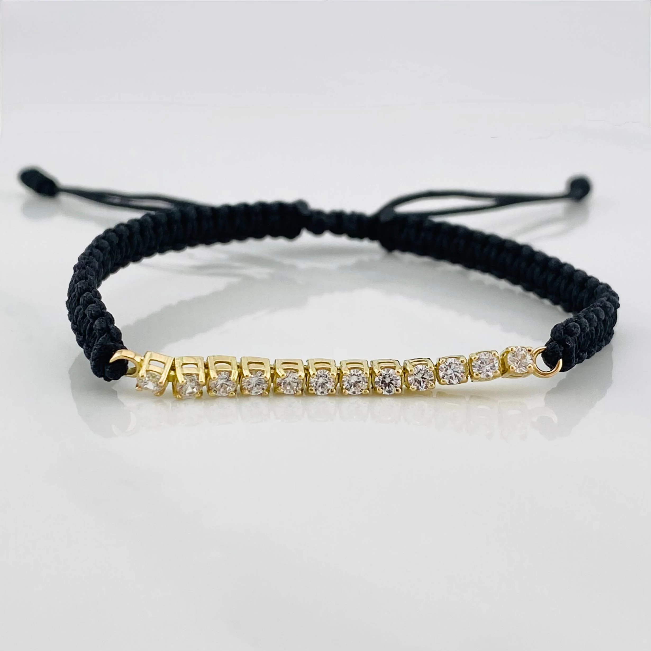 Pulsera Tejida Negro Tennis Oro Amarillo 18K - Image 2
