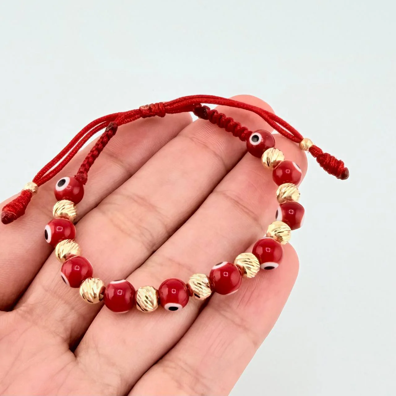 Pulsera Tejida Ojos Turcos Bolas Diamantadas 5Mm-3Mm Oro Amarillo 18K - Image 3