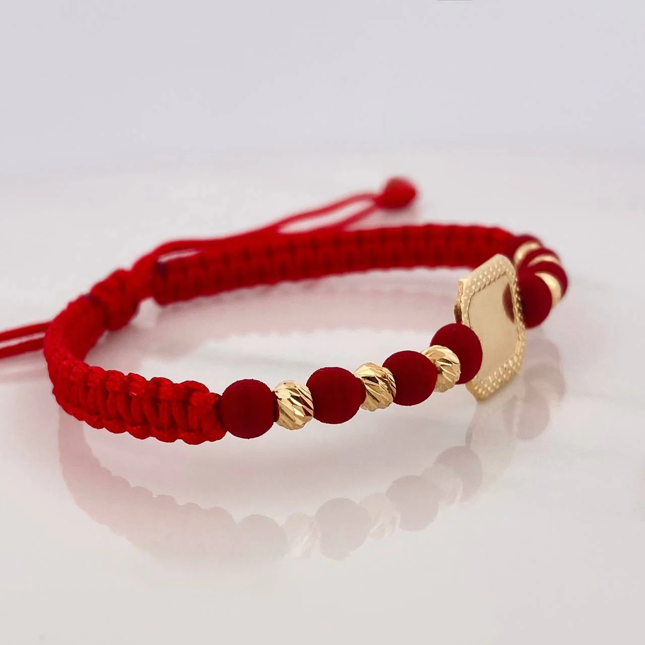 Pulsera Tejida Placa Cuadrada Oro Amarillo 18K - Image 2