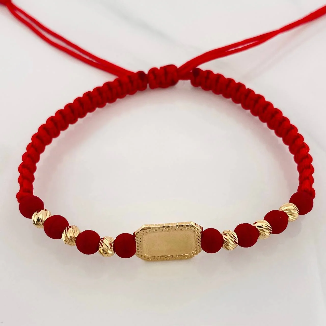Pulsera Tejida Placa Cuadrada Oro Amarillo 18K - Image 3
