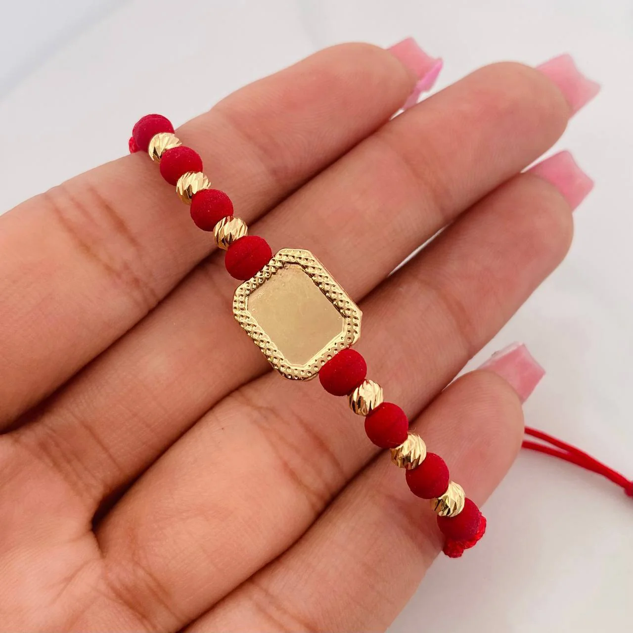 Pulsera Tejida Placa Cuadrada Oro Amarillo 18K - Image 4