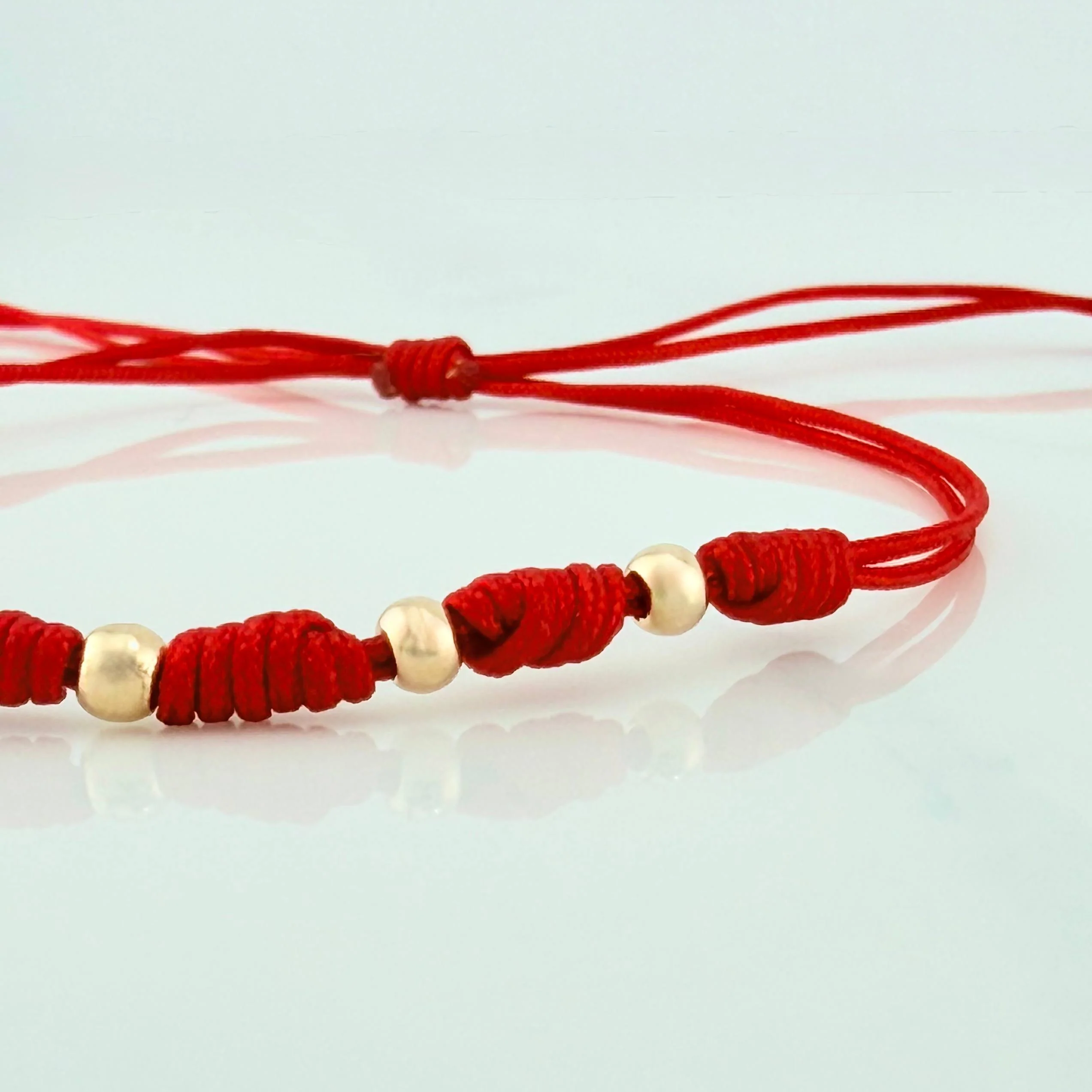 Pulsera Tejida Roja 7 Nudos 6 Und / 3Mm Oro Amarillo 18K - Image 4