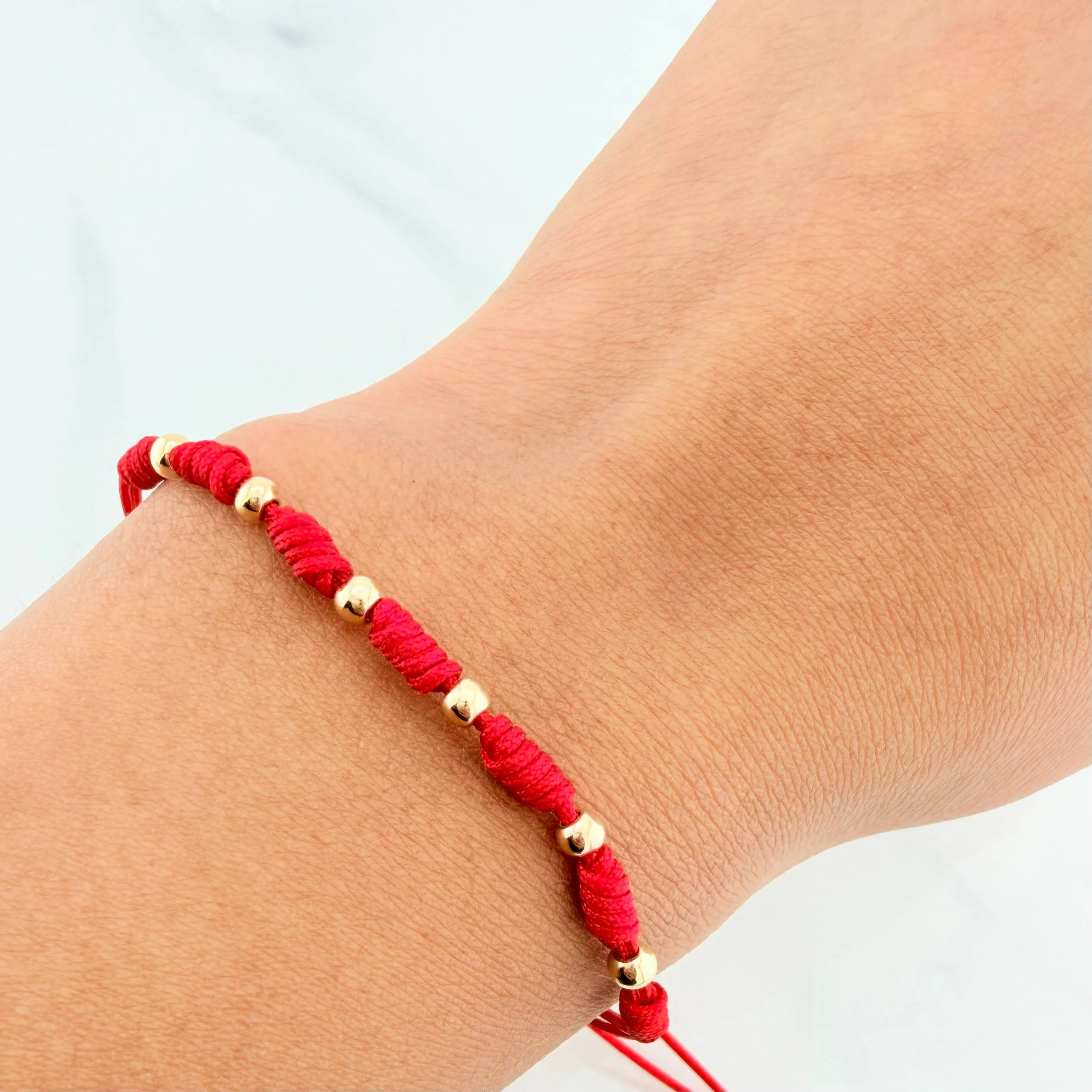 Pulsera Tejida Roja 7 Nudos 6 Und / 3Mm Oro Amarillo 18K - Image 5