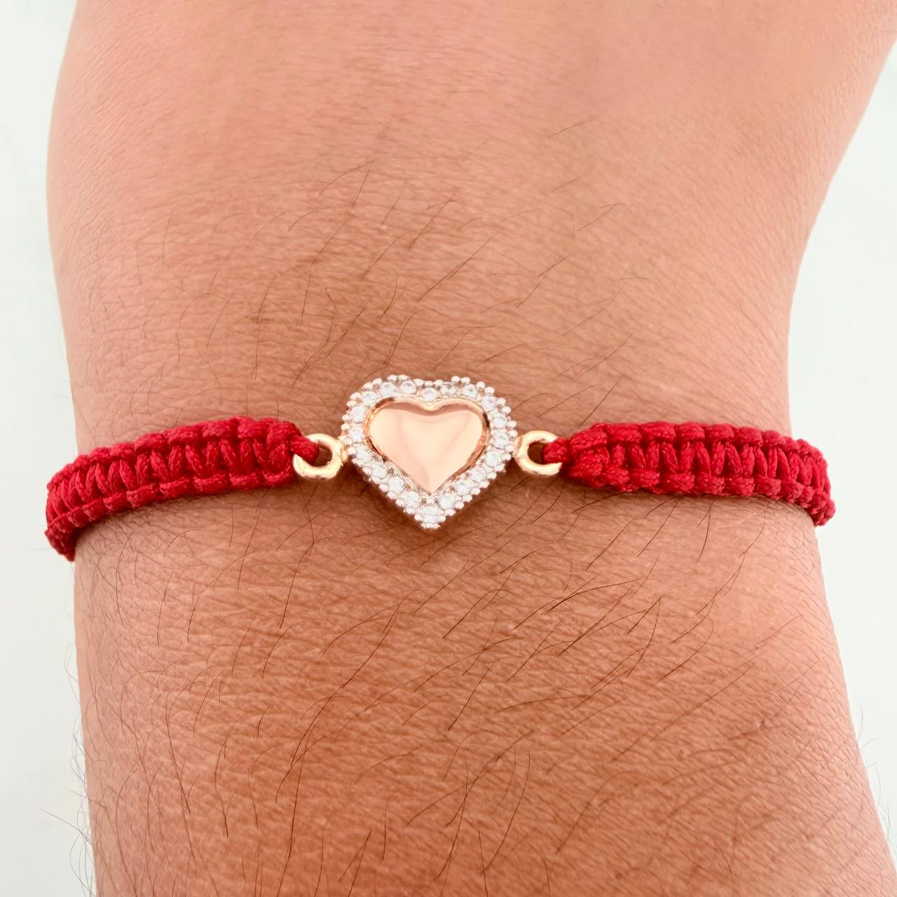 Pulsera Tejida Roja Corazon 0.85gr / Tres Oros 18K & - Image 3
