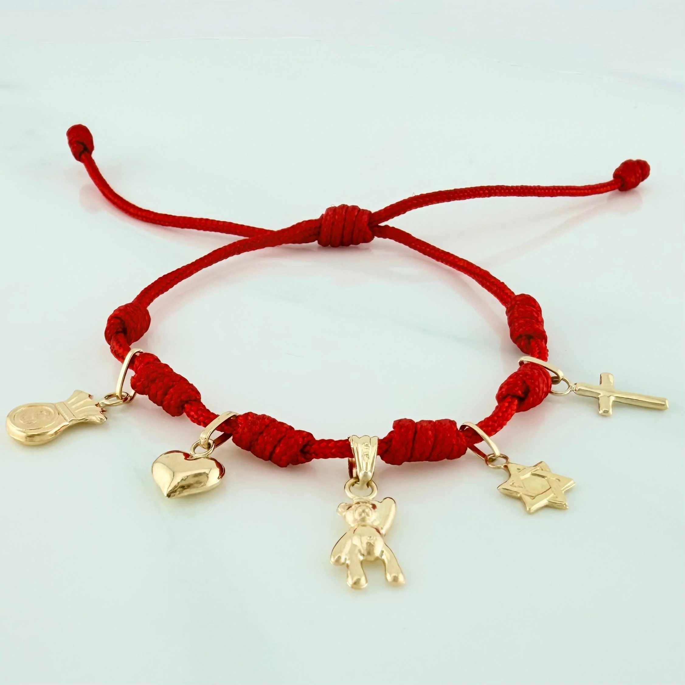 Pulsera Tejida Roja Seis Nudos Oro Amarillo 18K - Image 3
