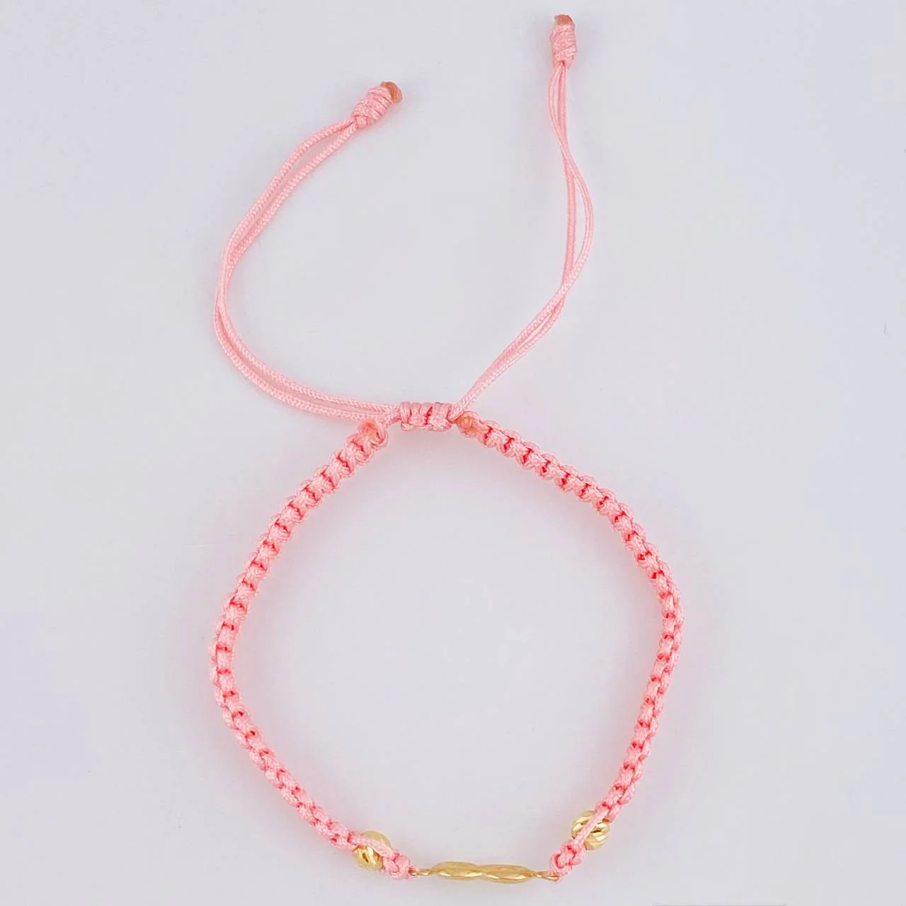 Pulsera Tejida Rosada Herraje Infinito Bolas Diamantadas 4Mm / 2 Und Oro Amarillo 18K - Image 2