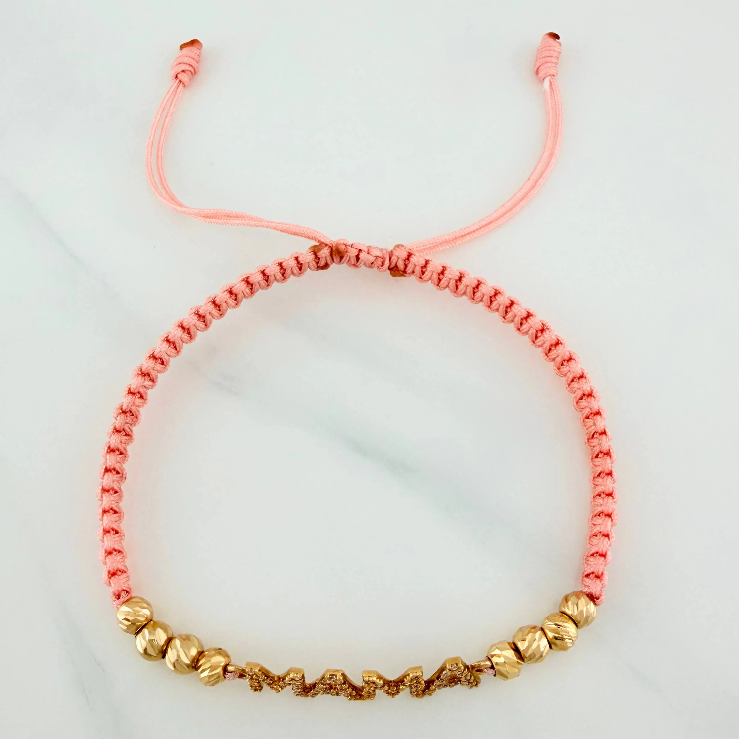 Pulsera Tejida Rosada Mamá 4Mm 8 Und Oro Amarillo 18K - Image 2