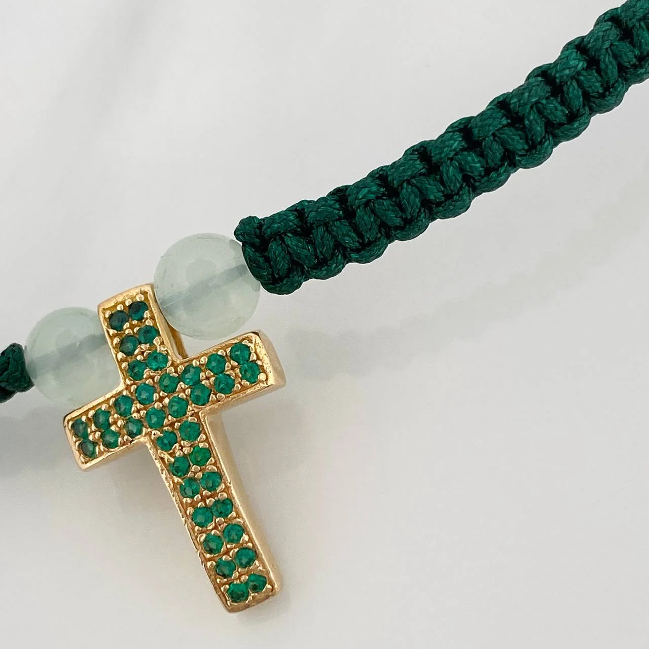 Pulsera Tejida Verde Cruz 2.55gr / Oro Amarillo 18K % - Image 4