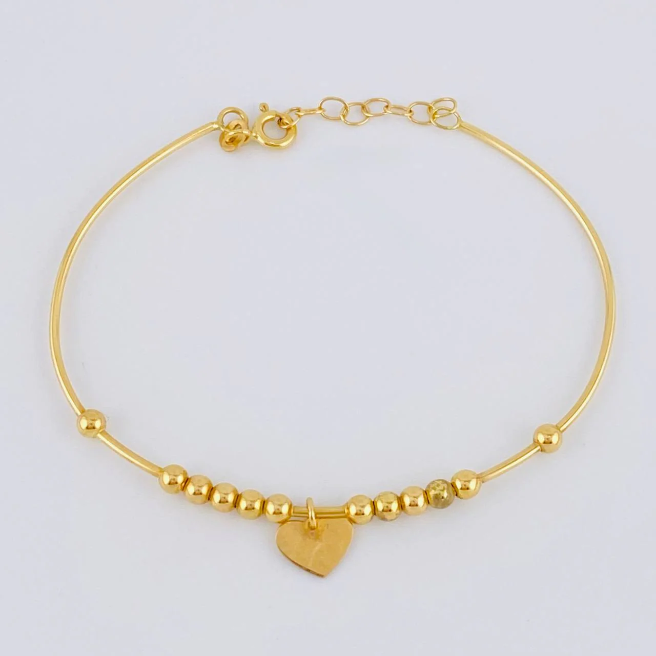 Pulso Aro Bolas Placa Corazón 3.75 g / 17.1 cm / 3 mm Oro Amarillo 18K