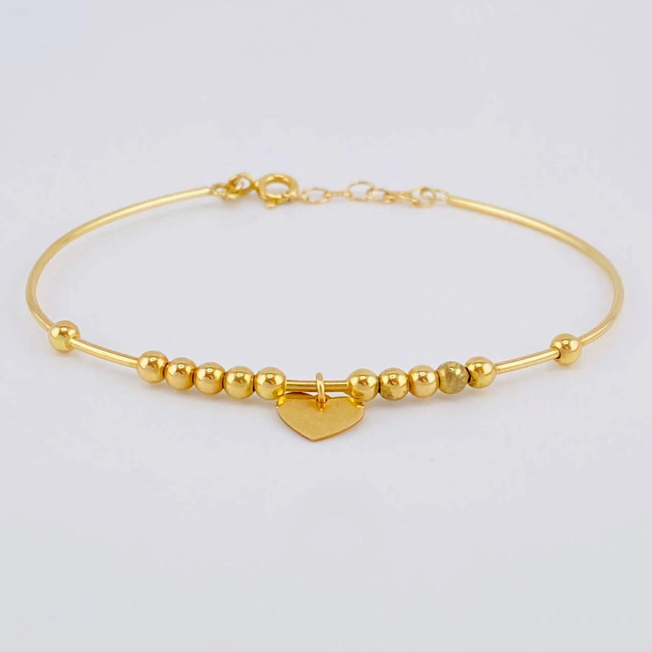 Pulso Aro Bolas Placa Corazón 3.75 g / 17.1 cm / 3 mm Oro Amarillo 18K - Image 2