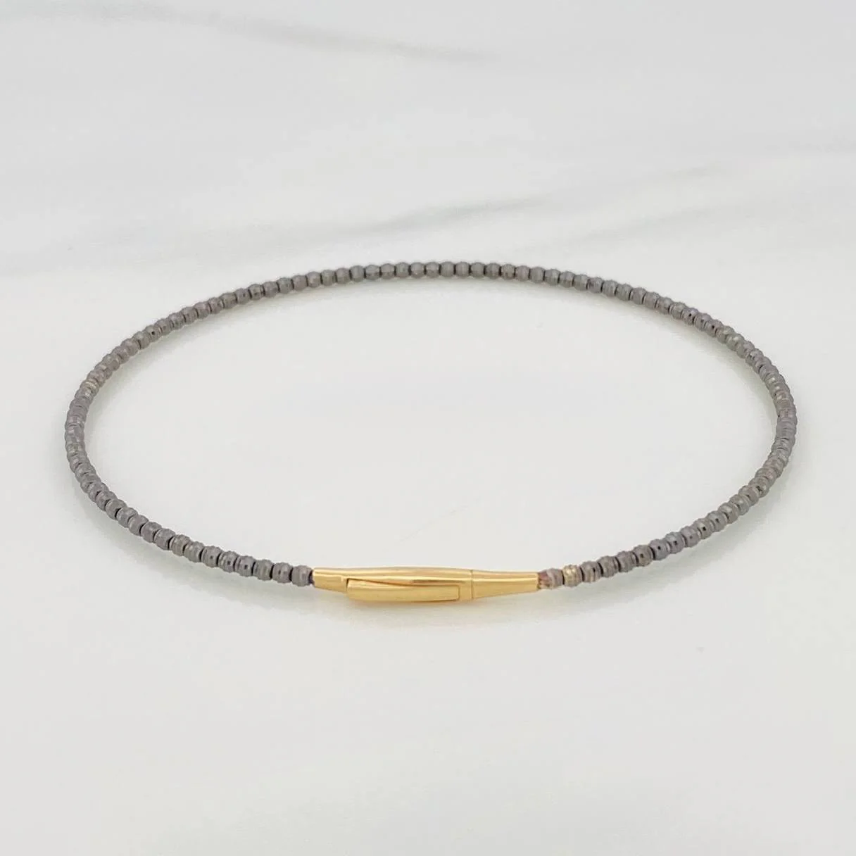 Pulso Aro Diamantado 2.7 g / 17 cm / 1.65 mm Dos Oros Negro Amarillo 18K