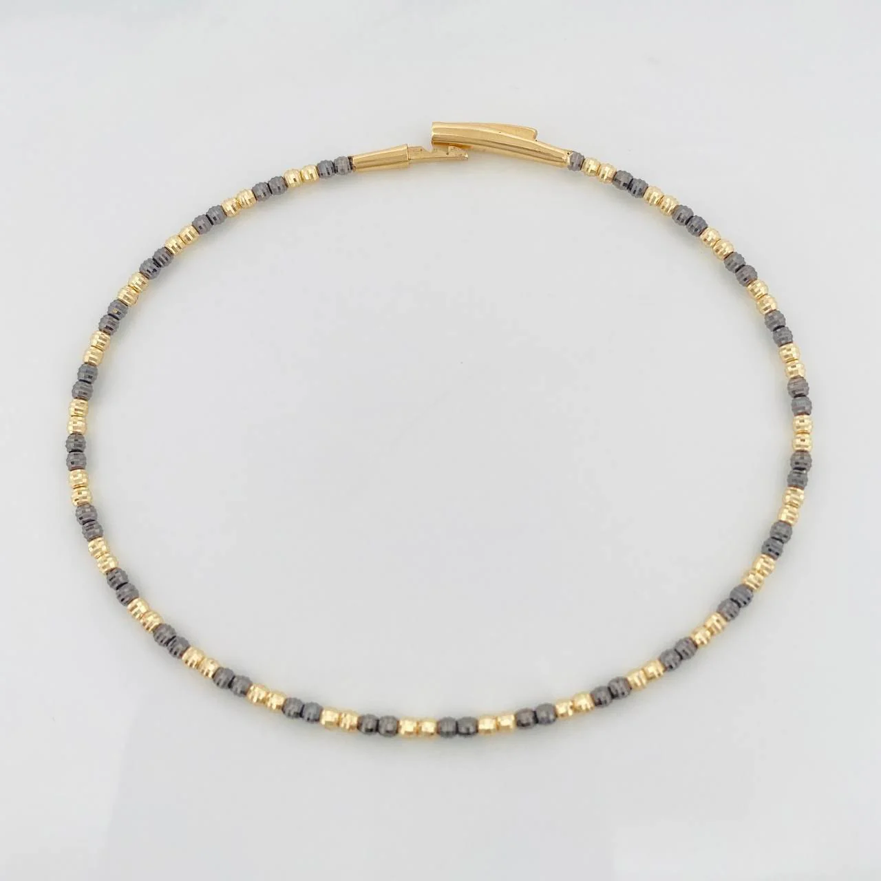 Pulso Aro Diamantado 2.85 g / 17 cm / 1.65 mm Dos Oros Negro Amarillo 18K