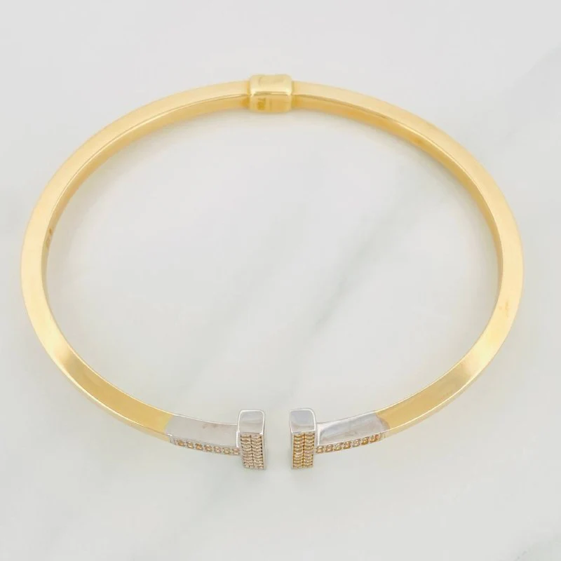 Pulso Aro Doble T 8.85g / 19cm / 2.9mm Dos Oros Amarillo Blanco 18K - Image 2