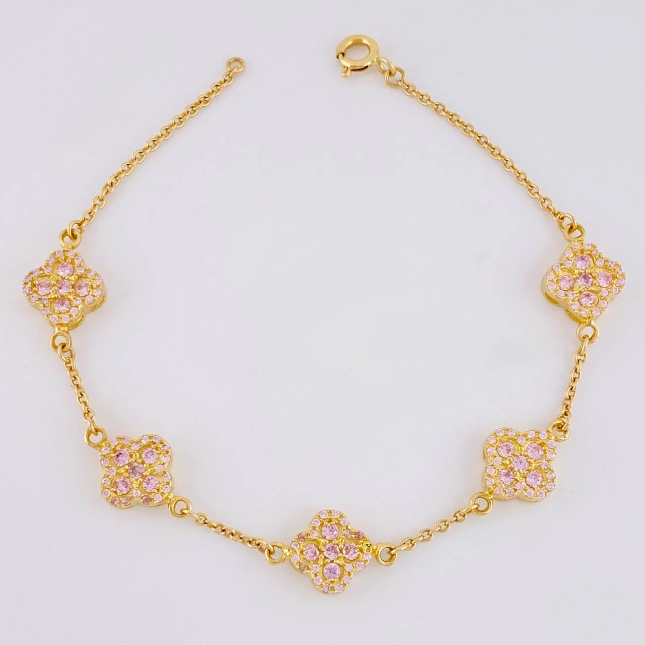 Pulso Aro Seguido Flor Trebol 6.6 g / 18 cm / 9.8 mm Oro Amarillo 18K