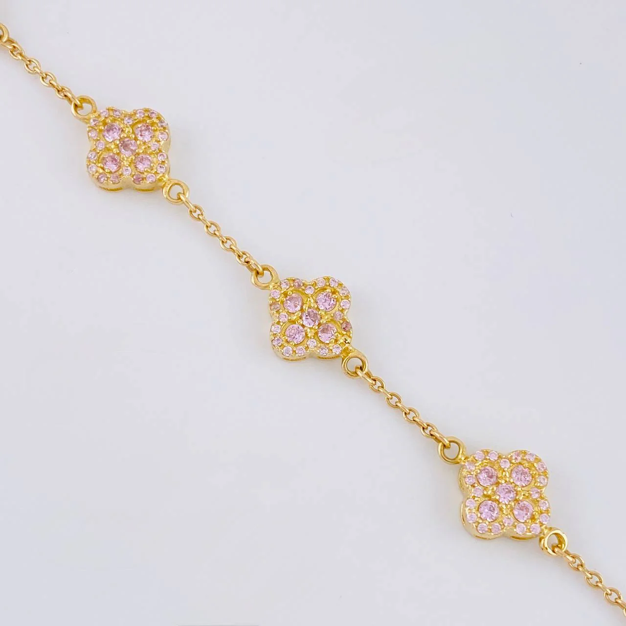 Pulso Aro Seguido Flor Trebol 6.6 g / 18 cm / 9.8 mm Oro Amarillo 18K - Image 4