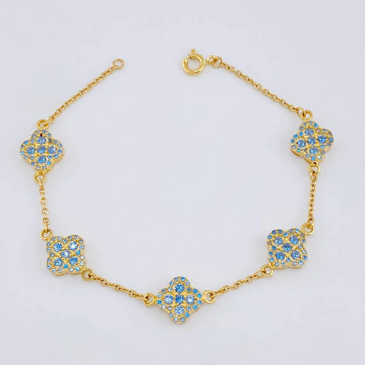 Pulso Aro Seguido Flor Trebol 6.75 g / 17.8 cm / 9.7 mm Oro Amarillo 18K