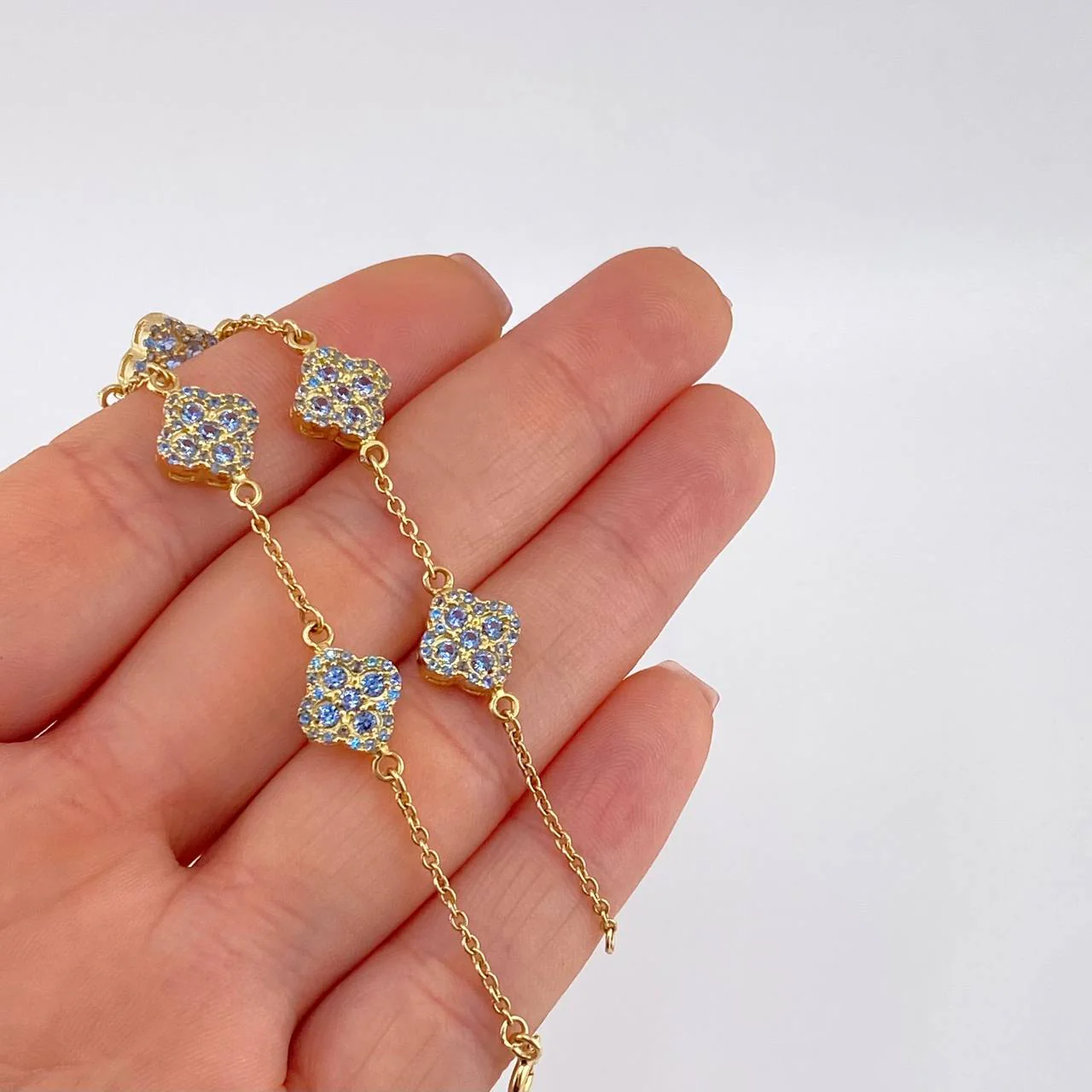 Pulso Aro Seguido Flor Trebol 6.75 g / 17.8 cm / 9.7 mm Oro Amarillo 18K - Image 3