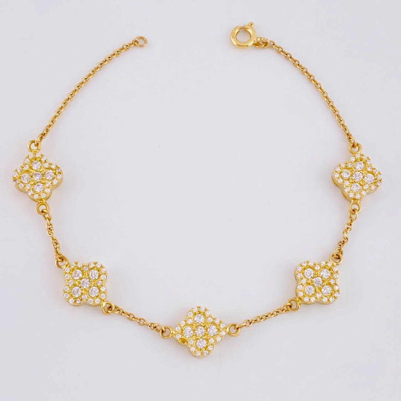 Pulso Aro Seguido Flor Trebol 6.8 g / 17.7 cm / 9.7 mm Oro Amarillo 18K
