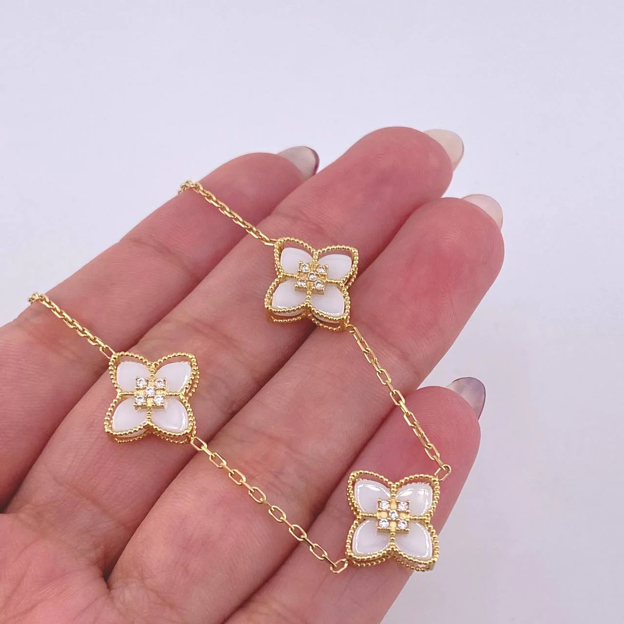 Pulso Aro Seguido flores 5.9gr / 18.5cm / 1.3mm Oro Amarillo 18K - Image 3