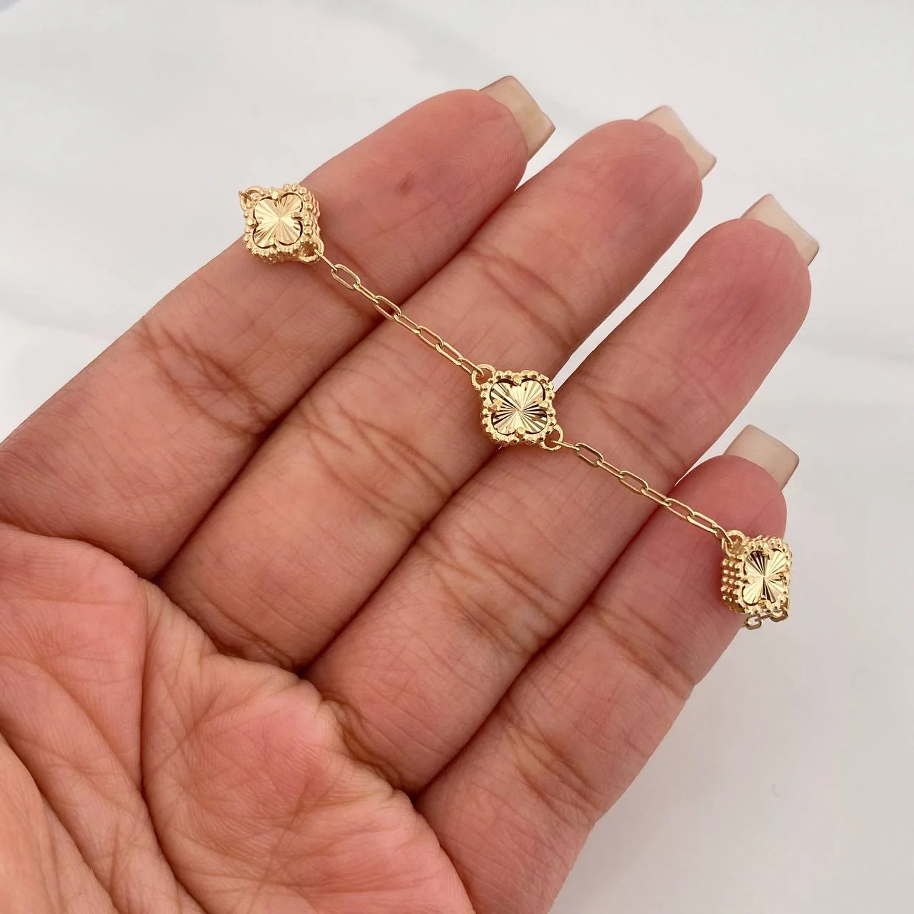 Pulso Aro Seguido Trebol 3.65 g / 17.5 cm / 1 mm Oro Amarillo 18K - Image 4