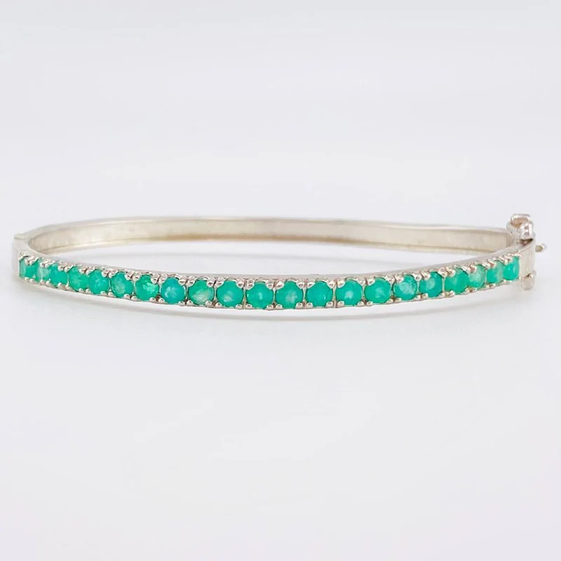 Pulso Aro Tupido Esmeraldas 1.16Qts 7 g / 18.3 cm / 3.2 mm Plata 925