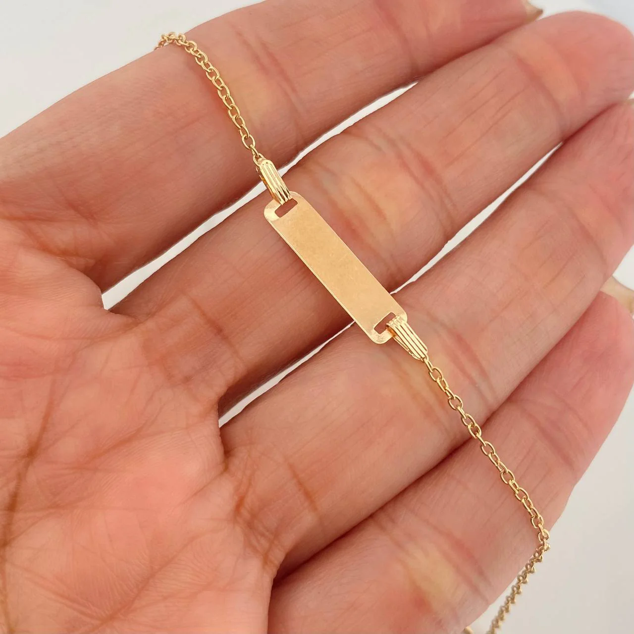 Pulso Bebé Aro Seguido Placa 0.9 g / 15.5 cm-14cm / 1.3 mm Oro Amarillo 18K - Image 4