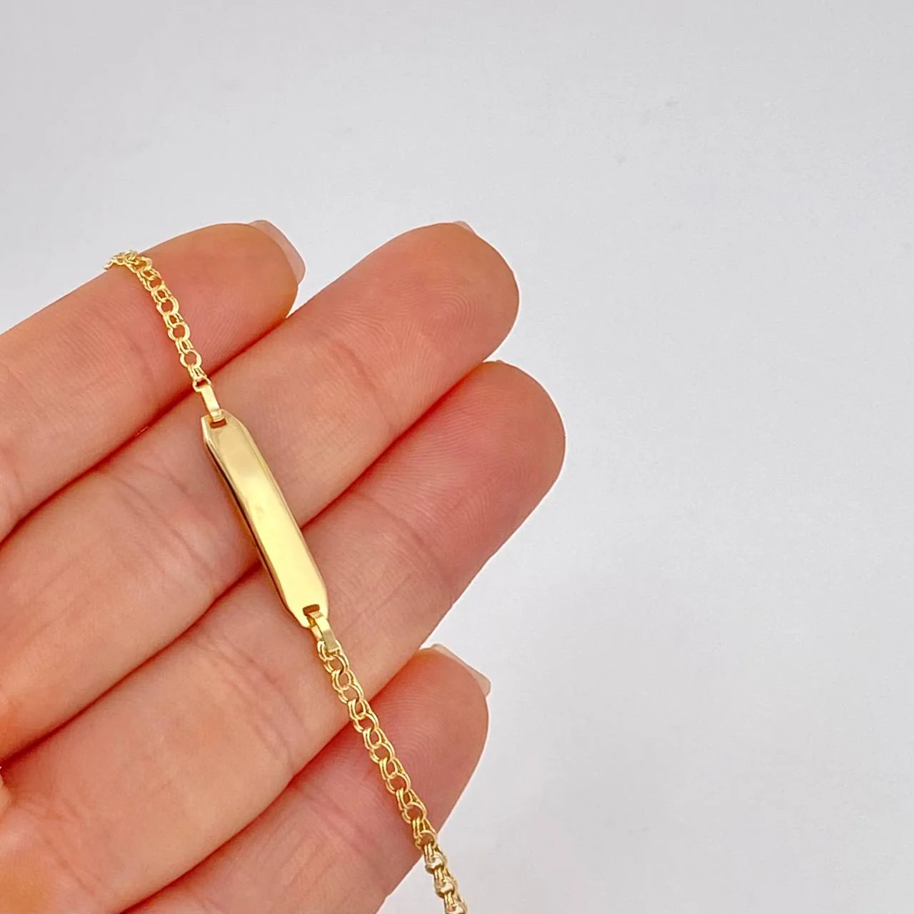 Pulso Bebé Aro Seguido Placa Rectangulo Liso 1.35 g / 15 - 13.5 cm / 2.3 mm Oro Amarillo 18K - Image 3