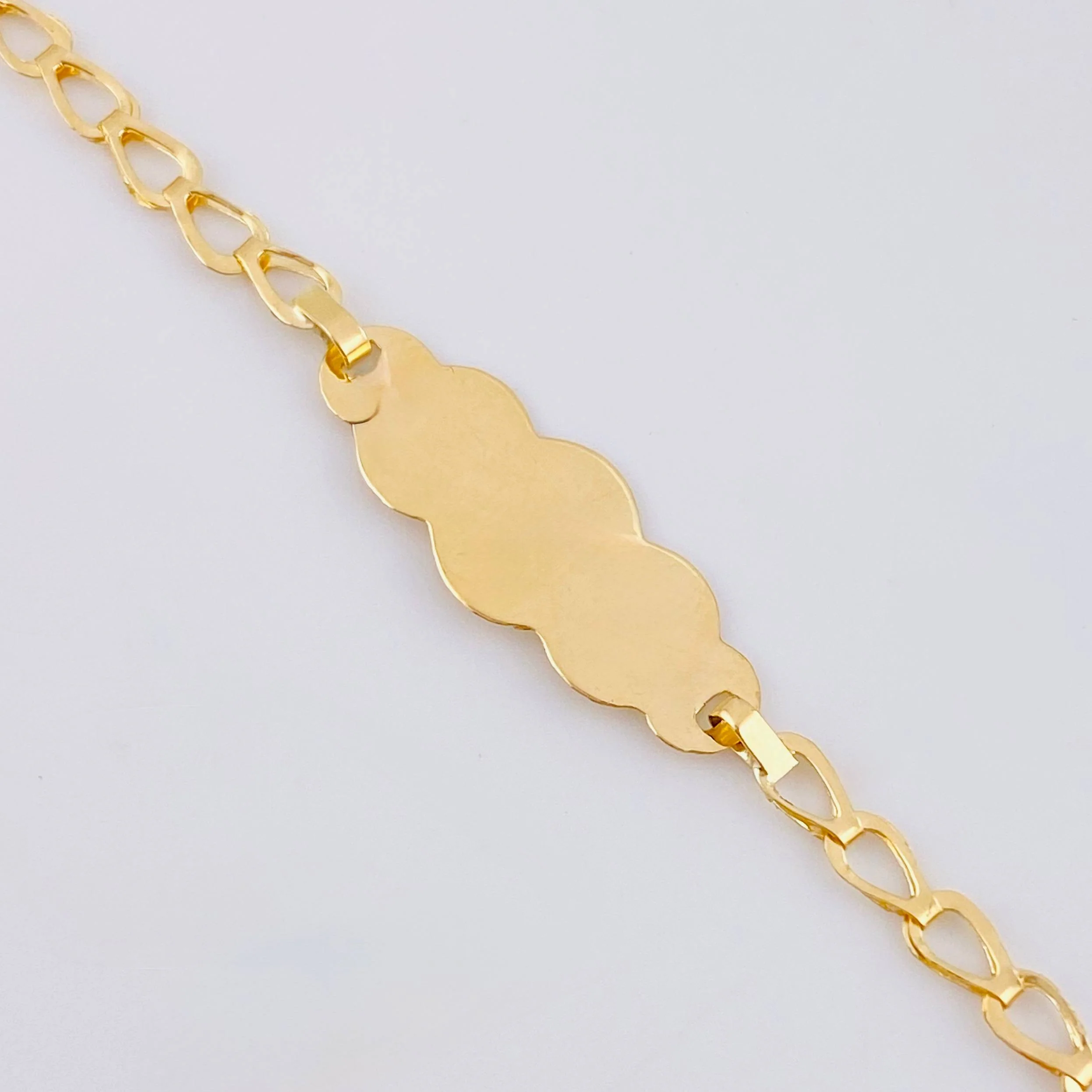 Pulso Bebé Espiga Placa Nube Lisa 1.25gr / 14.5cm / 2.7mm Oro Amarillo 18K - Image 2