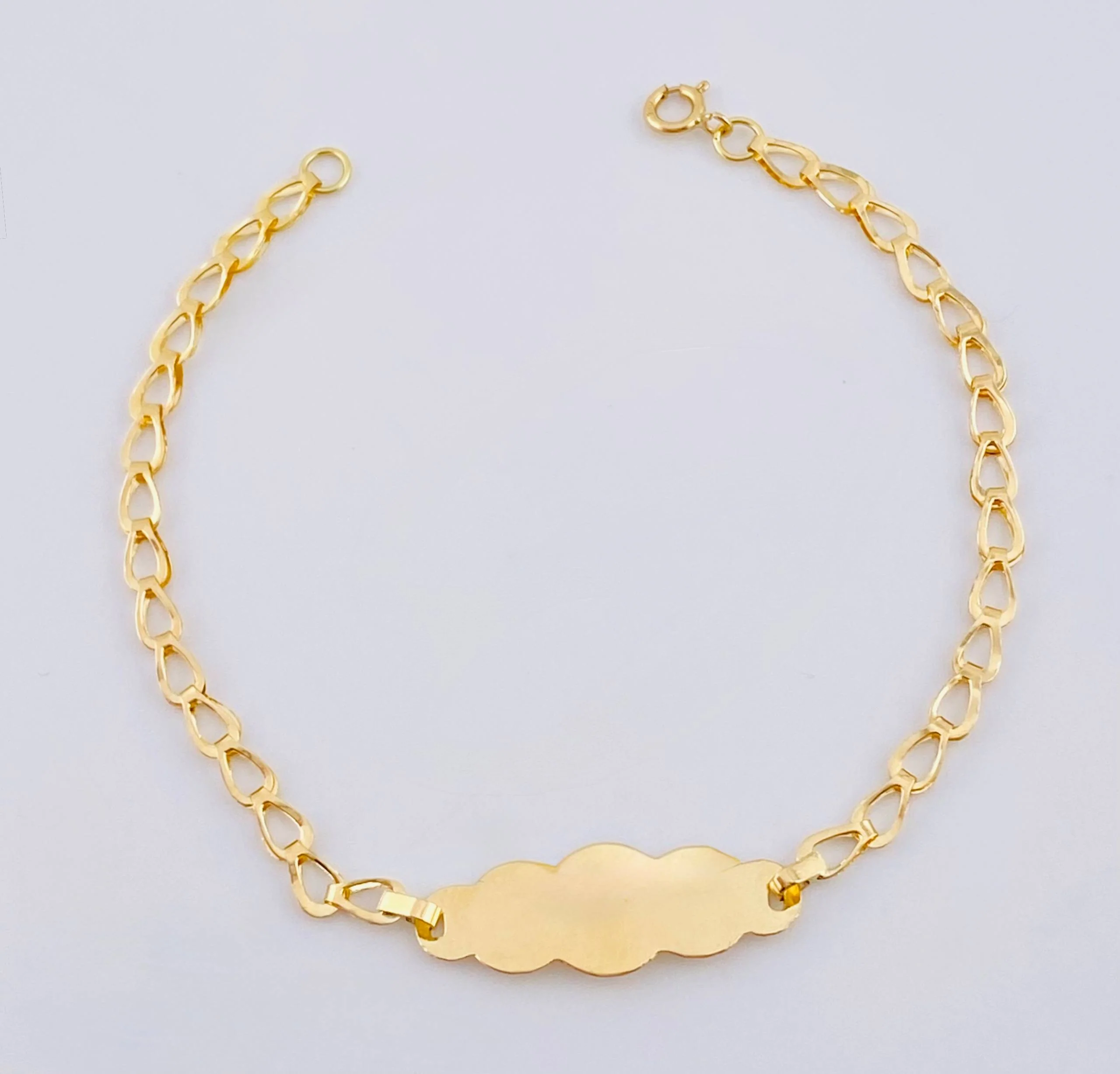Pulso Bebé Espiga Placa Nube Lisa 1.2gr / 14.5cm / 2.7mm Oro Amarillo 18K ©