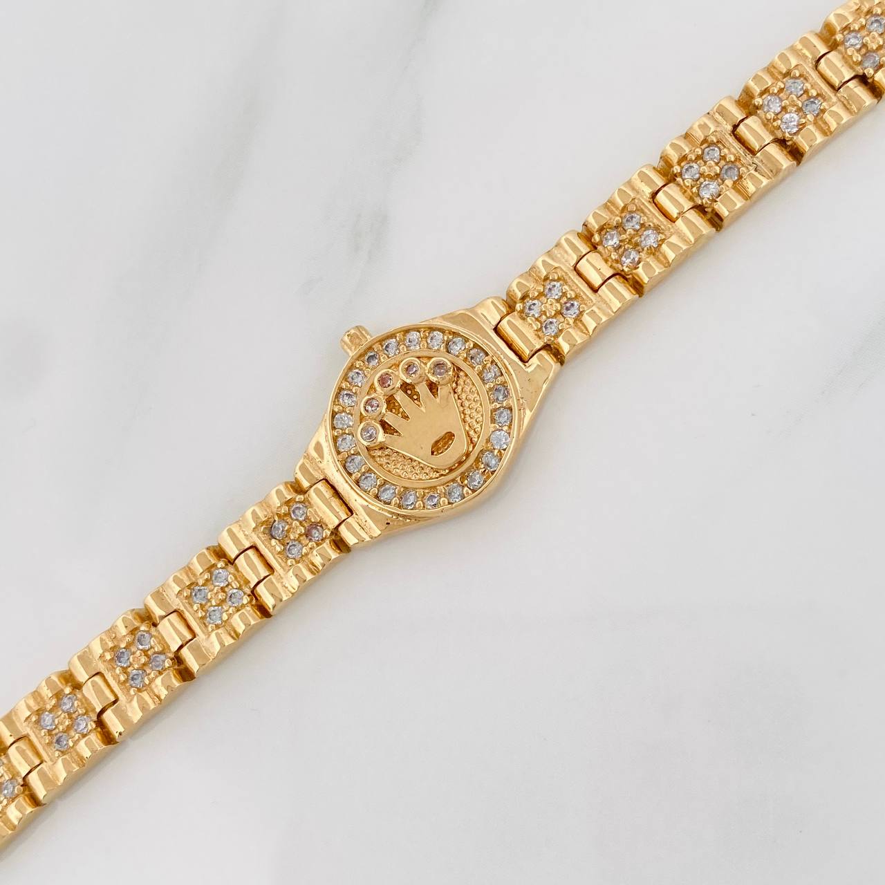 Pulso Cinturon Corona Reticulado 21.85gr / 19cm-19.5cm / Oro Amarillo 18K - Image 3