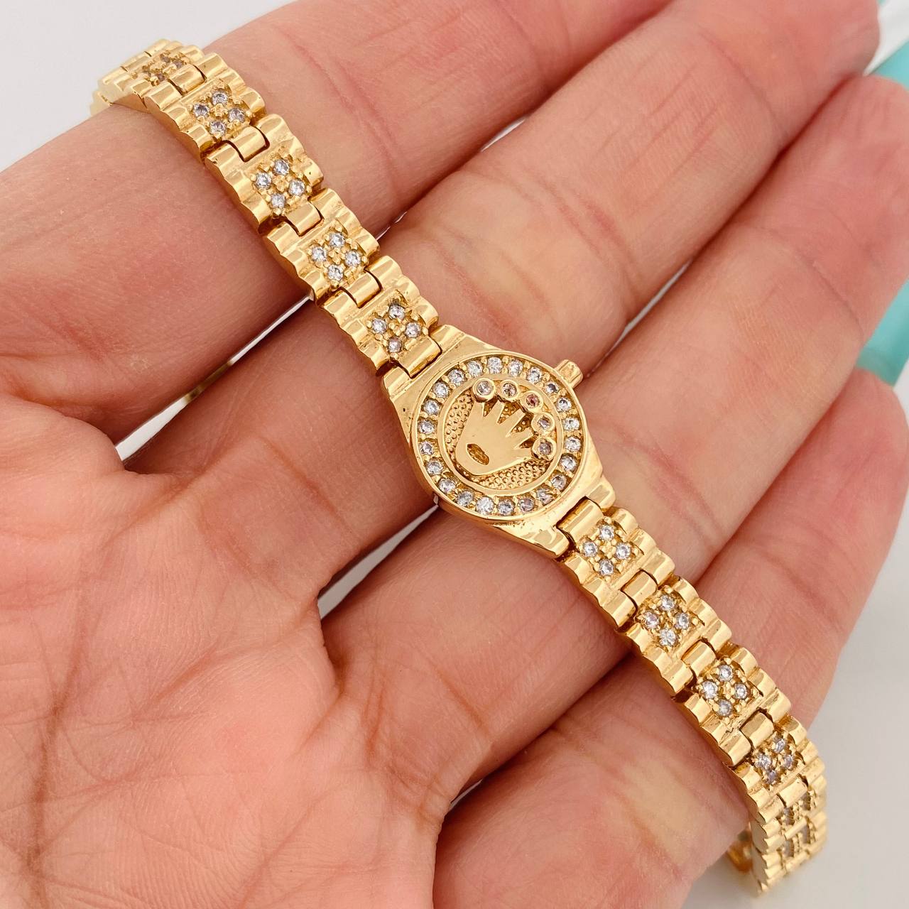 Pulso Cinturon Corona Reticulado 21.85gr / 19cm-19.5cm / Oro Amarillo 18K - Image 4