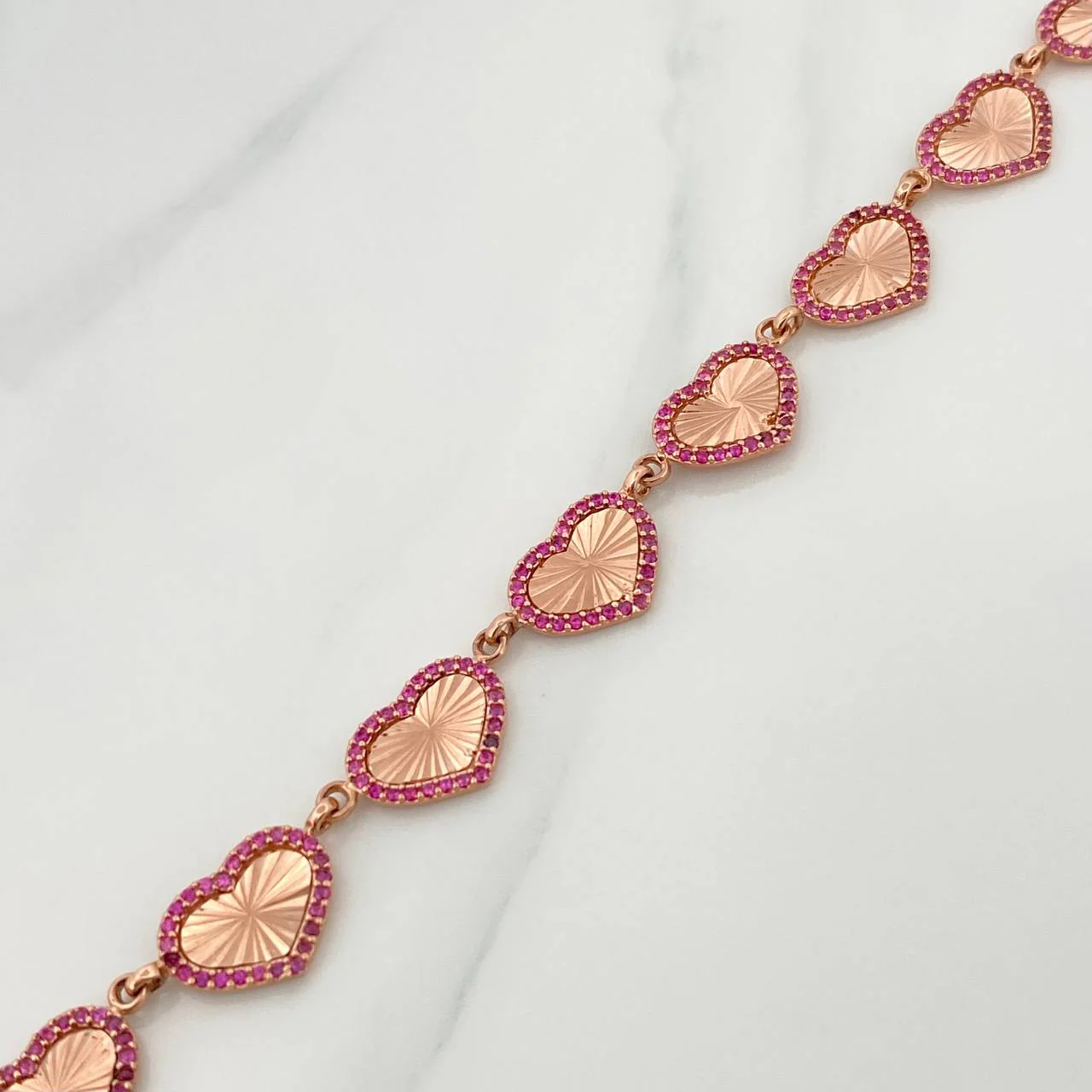 Pulso Corazones 10.4gr / 19.5cm / 9.55mm Dos Oros Amarillo Rosa 18K % - Image 2