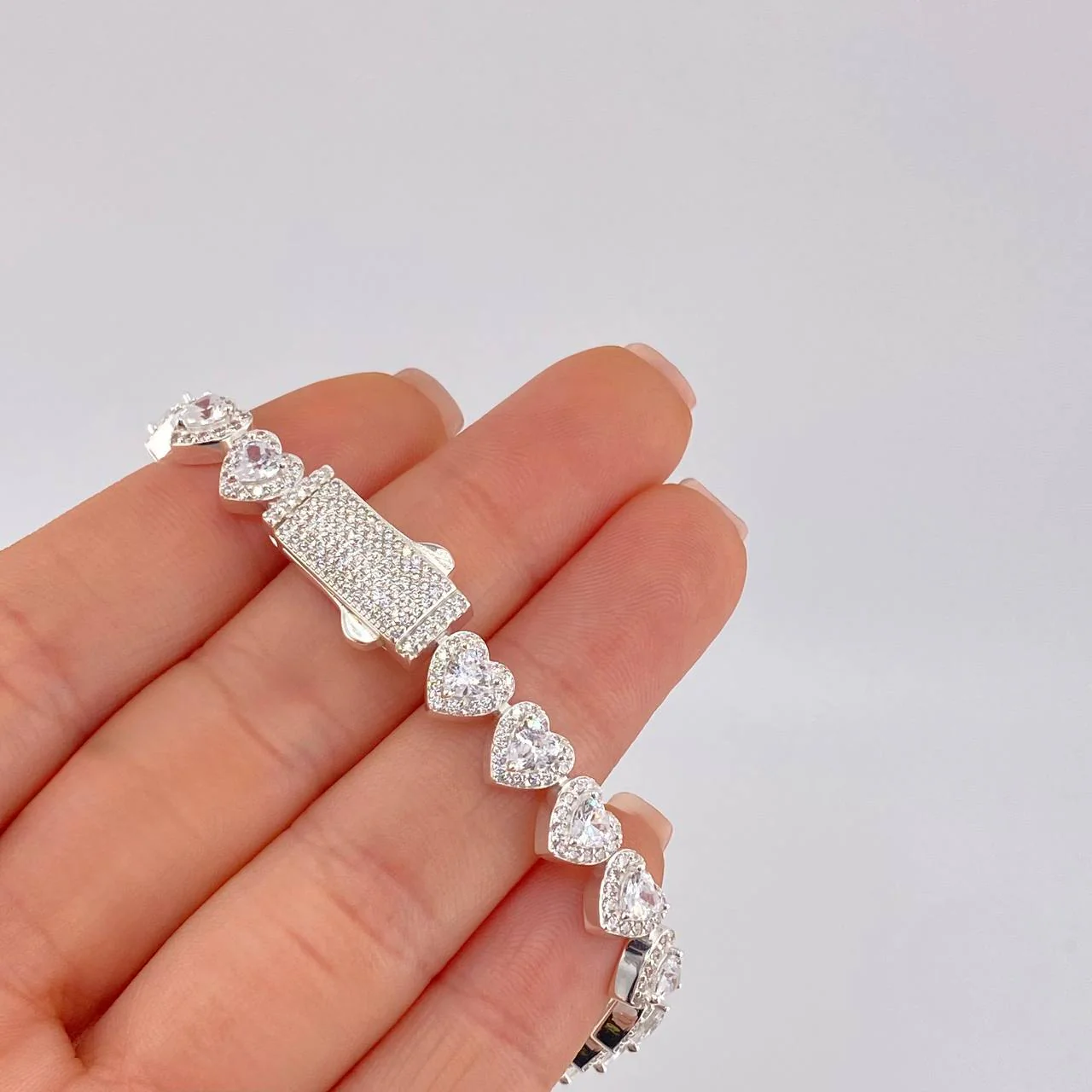 Pulso Corazones Seguidos 17.2g / 18.5cm / 7.6mm Plata 925 - Image 4