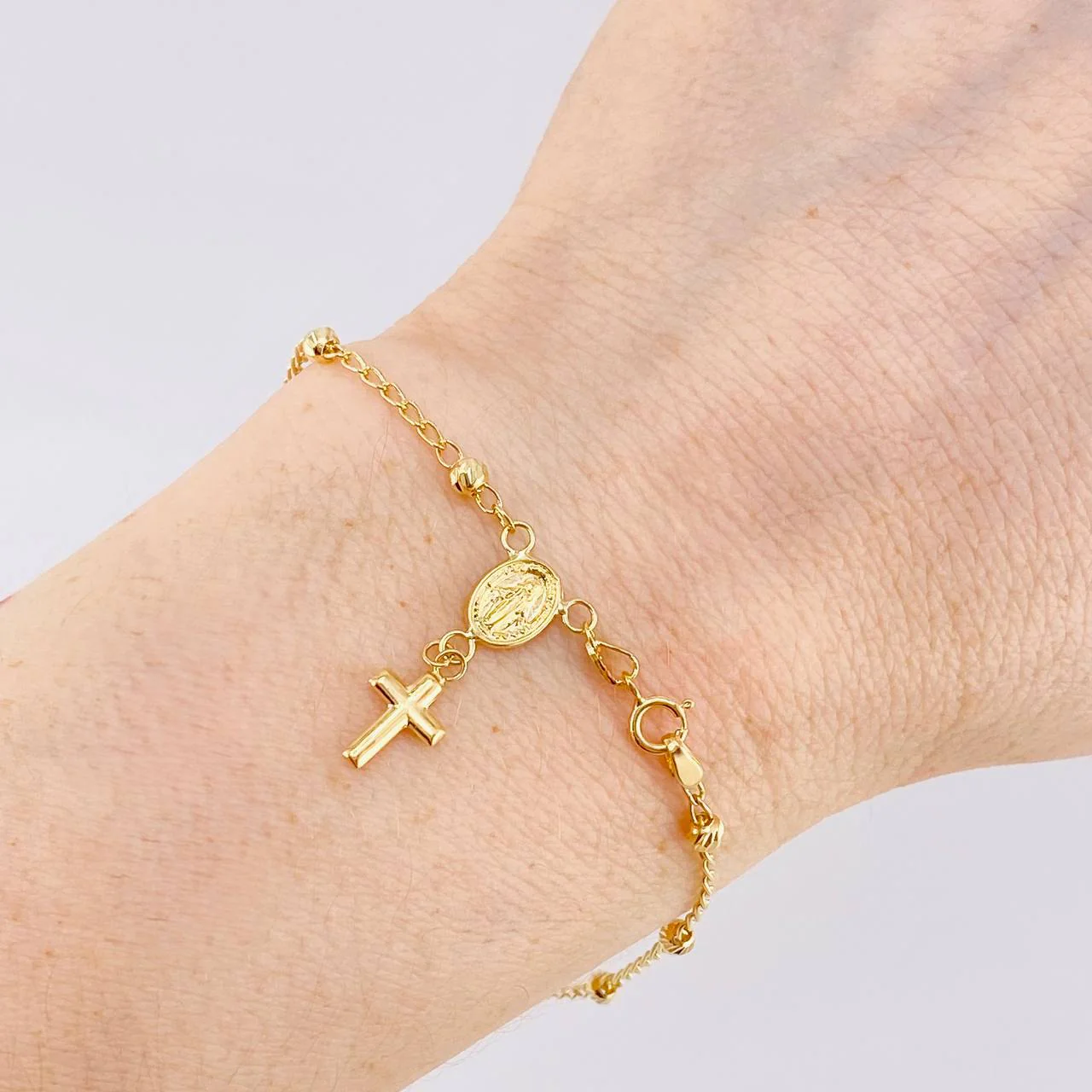 Pulso Denario Virgen de la Milagrosa 2.15g / 19cm / 3.05mm Oro Amarillo 18K - Image 4