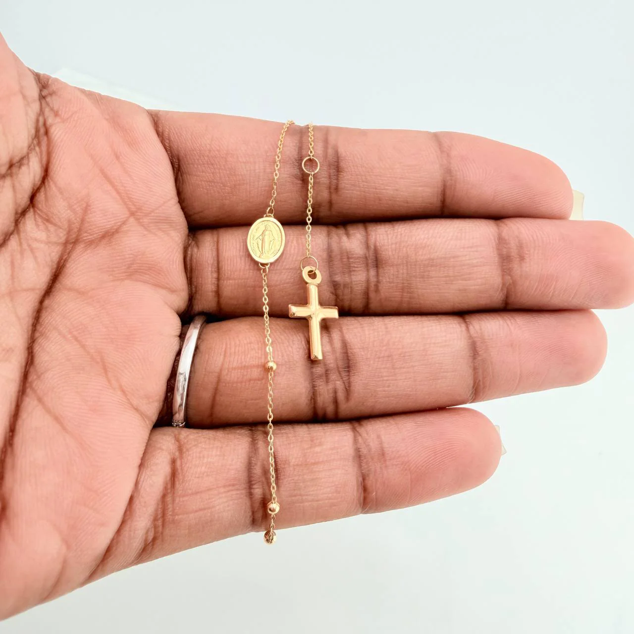 Pulso Denario Virgen Milagrosa 1.4gr / 19cm-20.5cm / 2mm Oro Amarillo 18K $ - Image 6