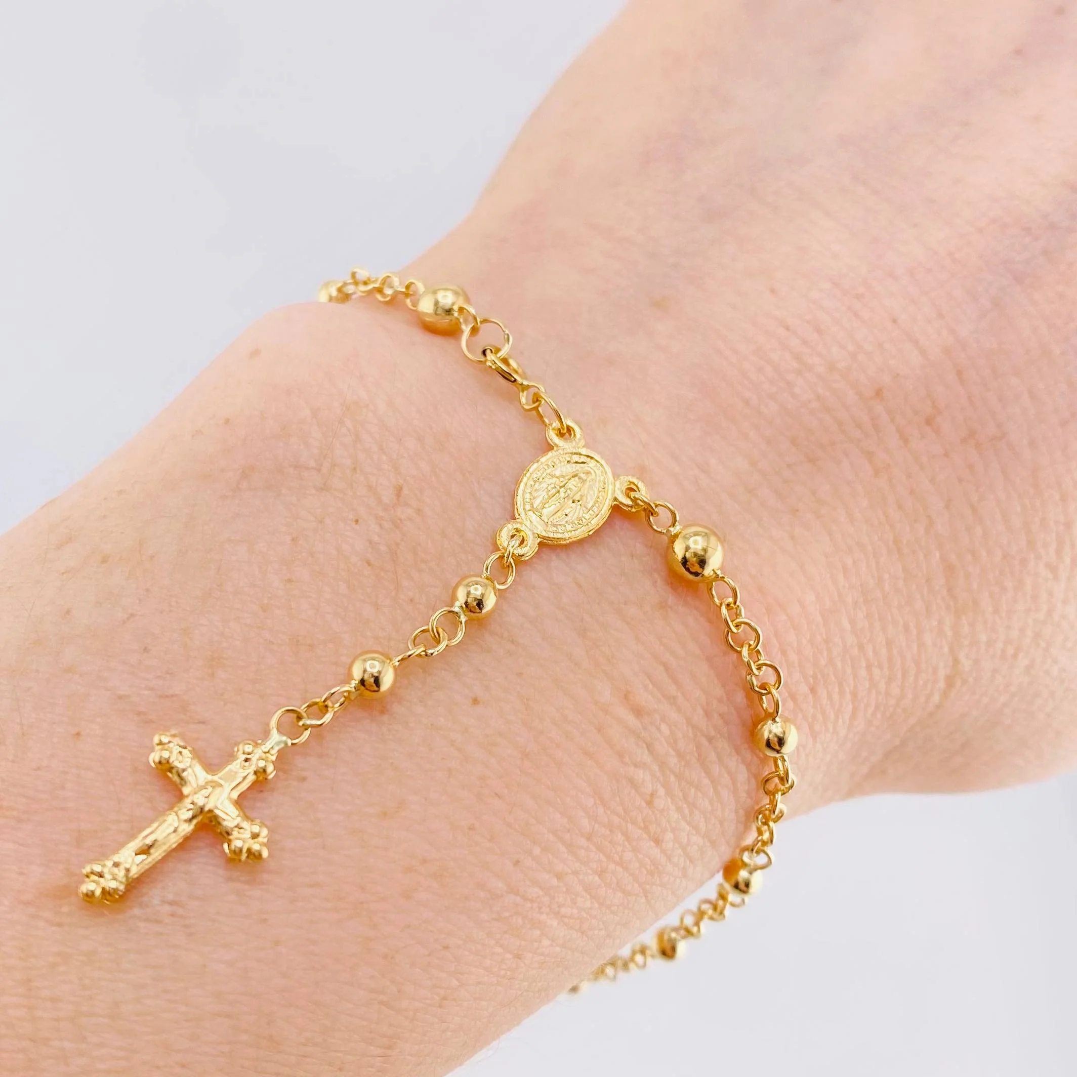 Pulso Denario Virgen Milagrosa 3.15gr / 18.5cm / 2.7mm Oro Amarillo 18K - Image 5