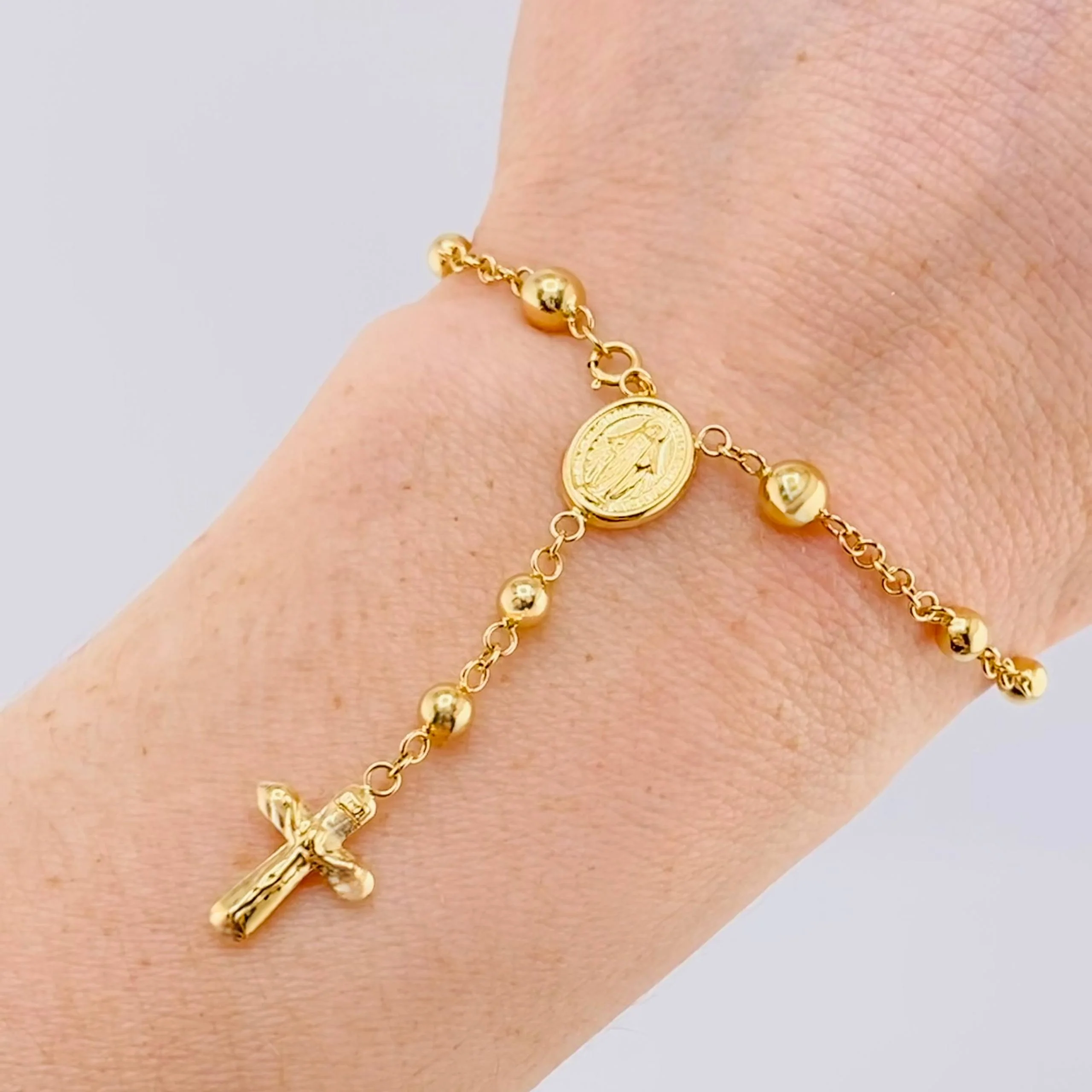 Pulso Denario Virgen Milagrosa 3.45gr / 18.5cm / 3.85mm Oro Amarillo 18K © - Image 6