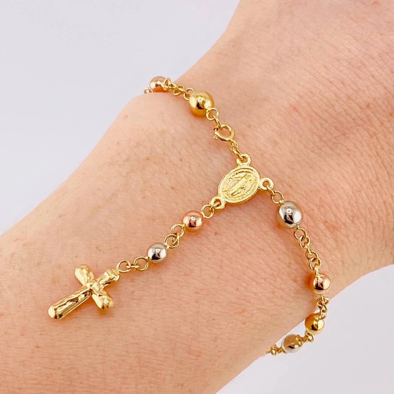 Pulso Denario Virgen Milagrosa 3.5 g / 17.2 cm / 4 mm Tres Oros 18K - Image 4