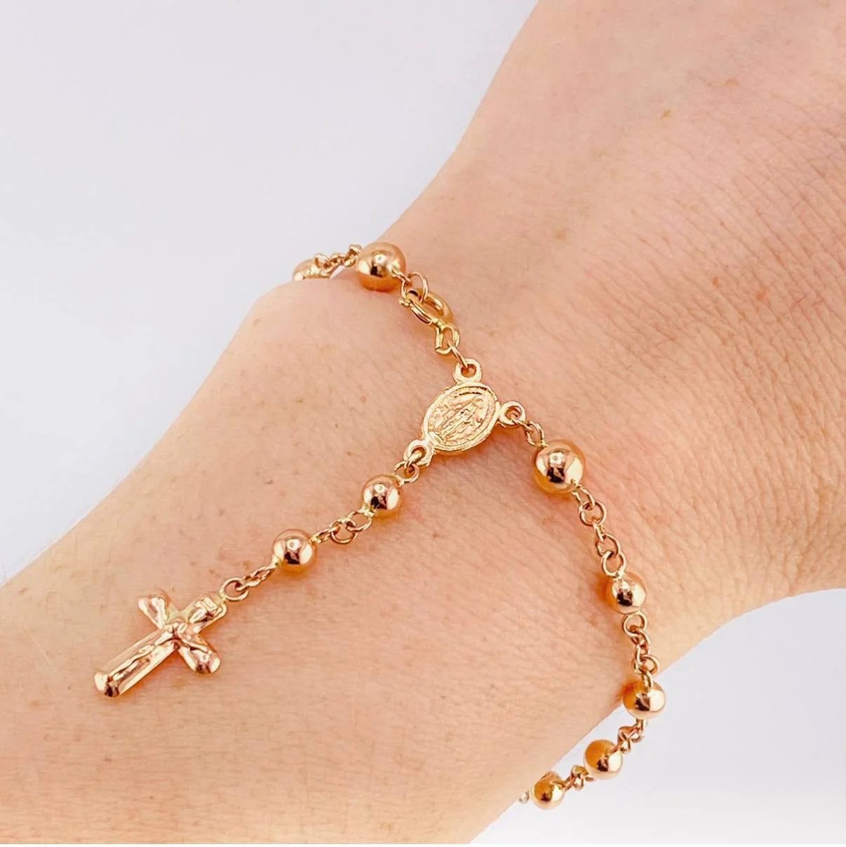 Pulso Denario Virgen Milagrosa 3.65 g / 17.6 cm / 4 mm Oro Rosa 18K - Image 4