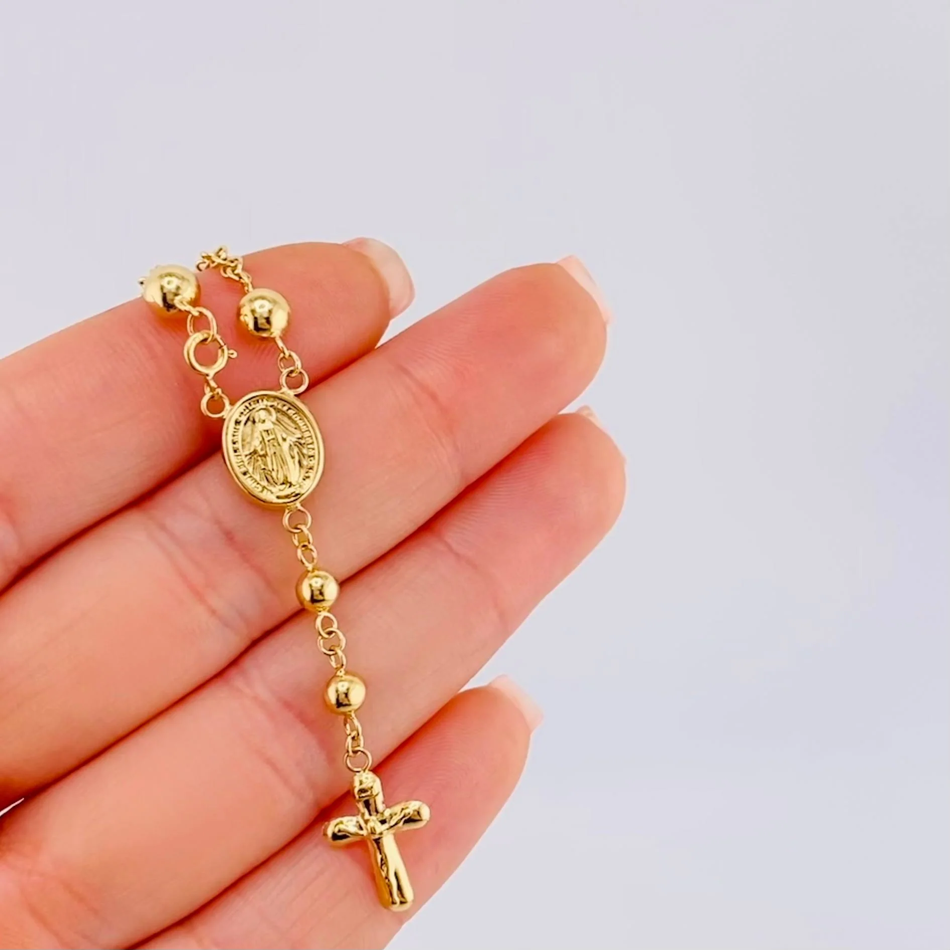 Pulso Denario Virgen Milagrosa 3.65gr / 18cm / 3.95mm Oro Amarillo 18K * - Image 5