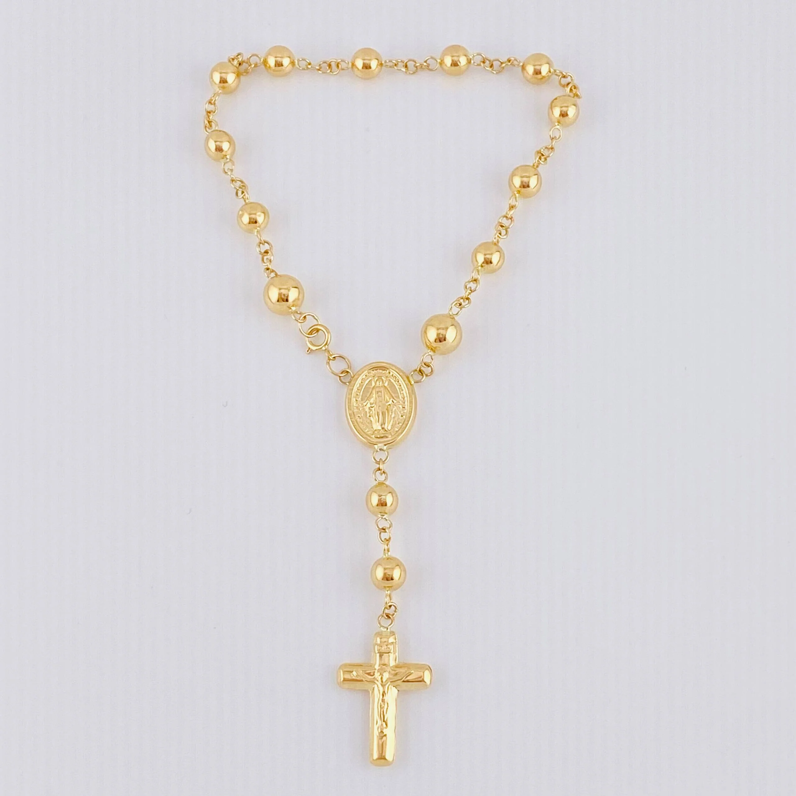 Pulso Denario Virgen Milagrosa 4.55gr / 17cm / 5mm Oro Amarillo 18K