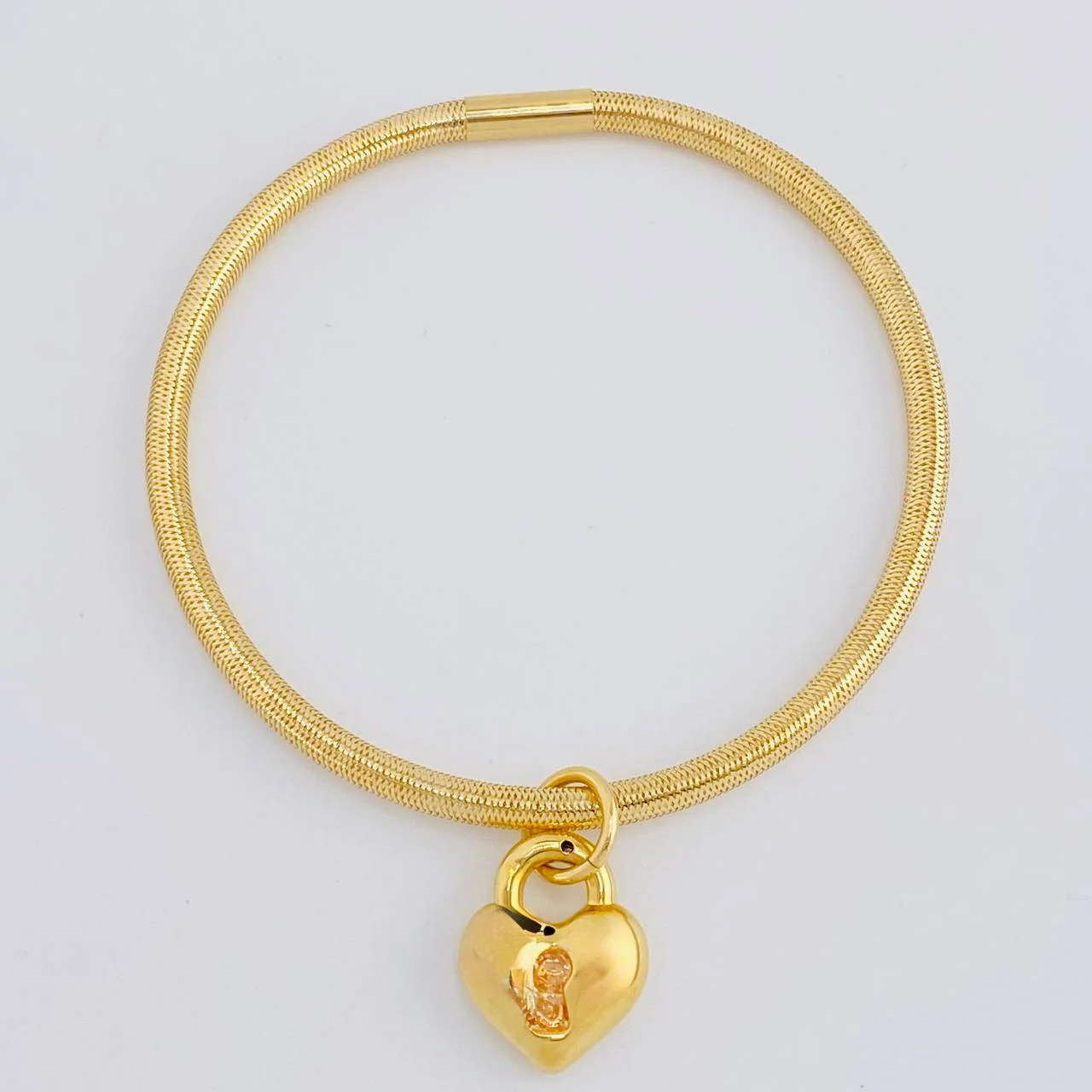 Pulso Flex Candado Corazón 2.6 g / 18.6 cm / 3 mm Oro Amarillo 18K