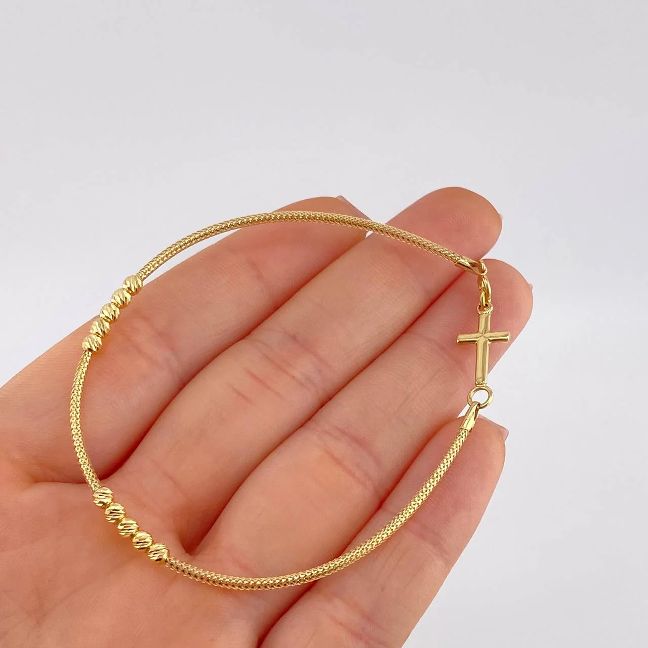 Pulso Flex Cruz Lisa 2.05 g / 19.5 cm / 1.5 mm Oro Amarillo 18K - Image 3