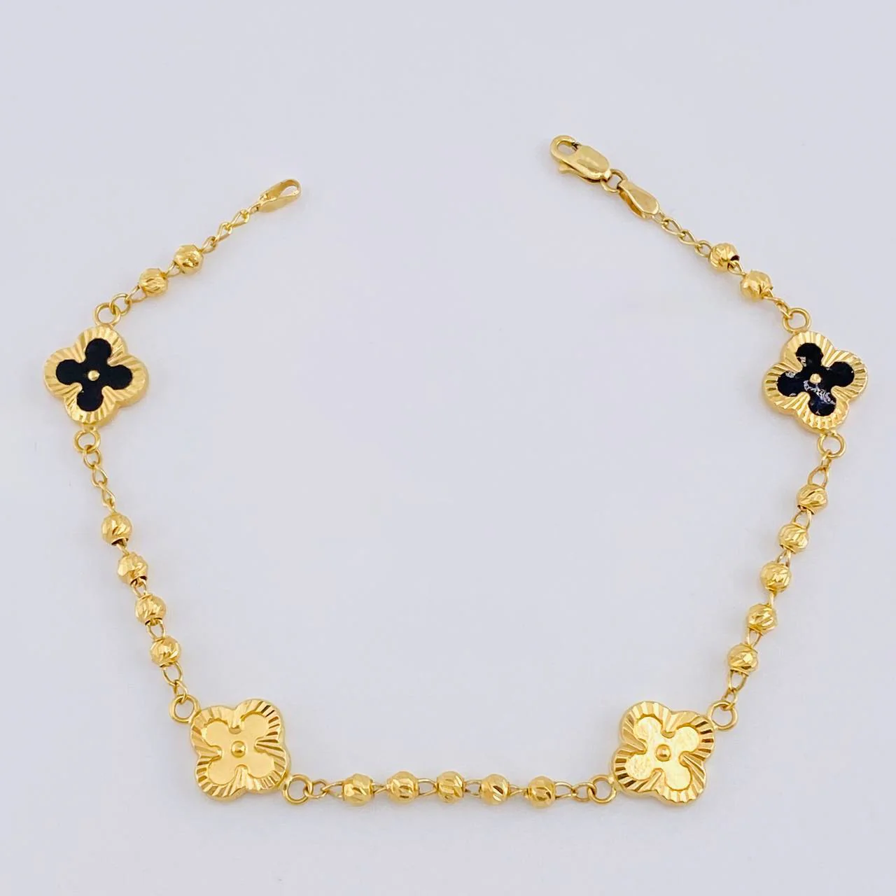 Pulso Militar Trebol Doble Faz 4.3 g / 19.2 cm / 3 mm Oro Amarillo 18K