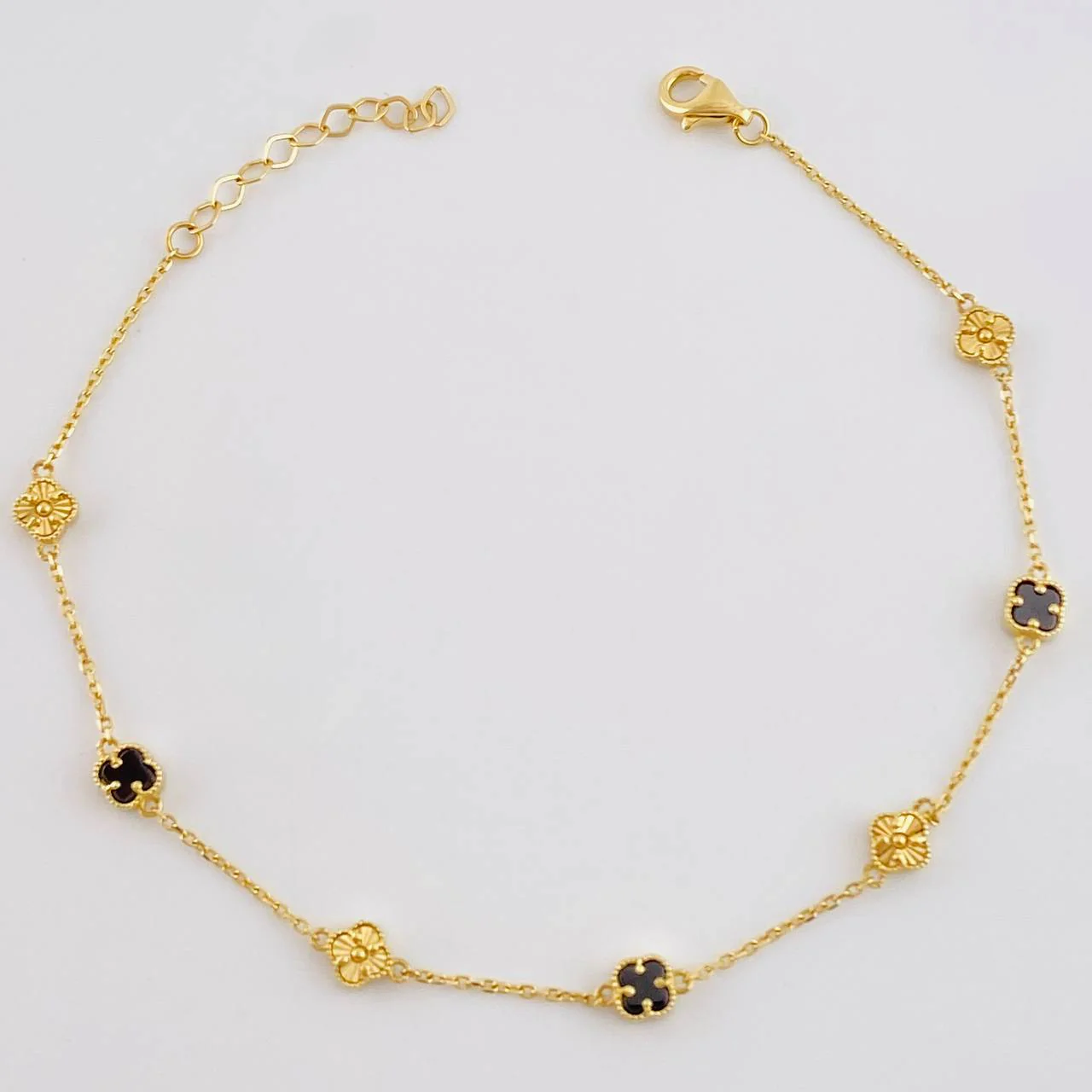 Pulso Modulable Aro Seguido Trebol 3.15 g / 21.4 cm - 18.6 cm / 0.8 mm Oro Amarillo 18K