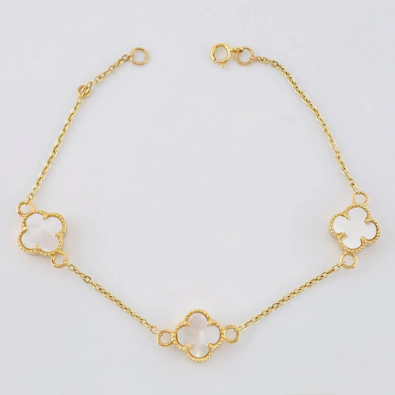Pulso Modulable Aro Seguido Trebol 3.85 g / 17.4 cm - 16 cm / 1.3 mm Oro Amarillo 18K