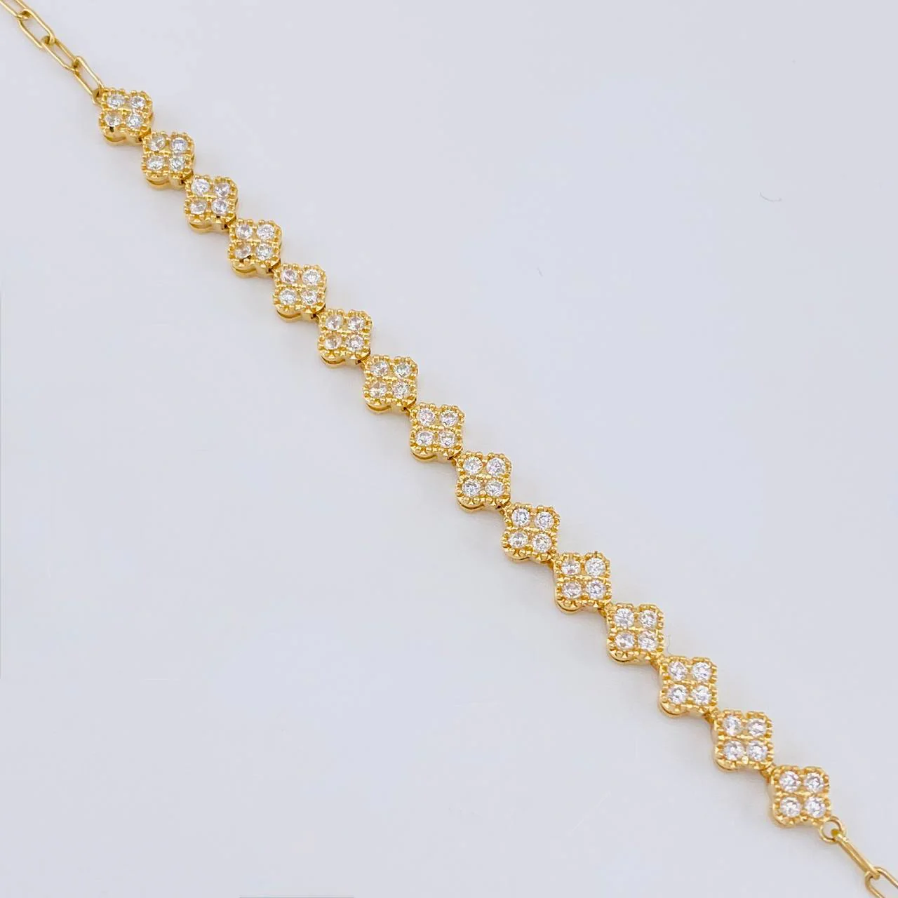 Pulso Modulable Floreado 4.55 g / 18 cm - 16 cm / 4,95 mm Oro Amarillo 18K - Image 2