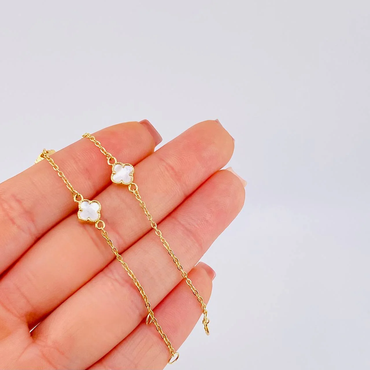Pulso Modulable Trebol Blanco 2.75 g / 19.2 cm - 17.5 cm / 1.36 mm Oro Amarillo 18K - Image 3