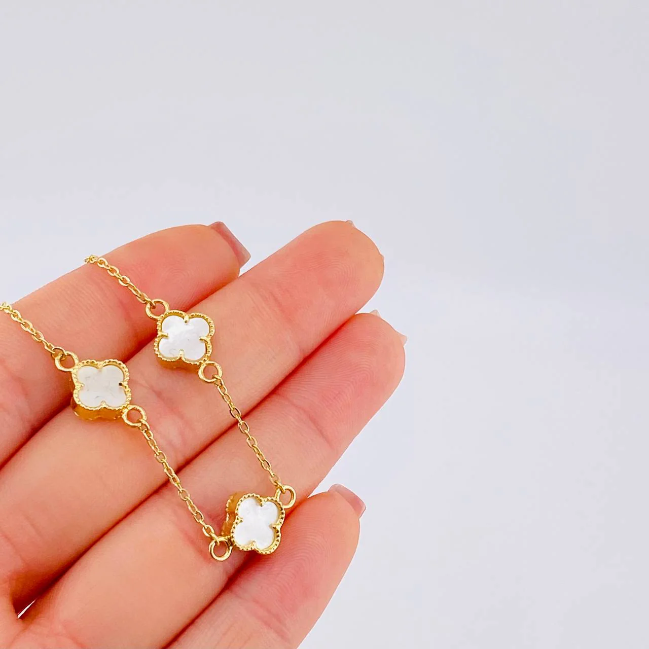 Pulso Modulable Trebol Blanco 3.75 g / 19.3 cm - 17.8 cm / 1.4 mm Oro Amarillo 18K - Image 3