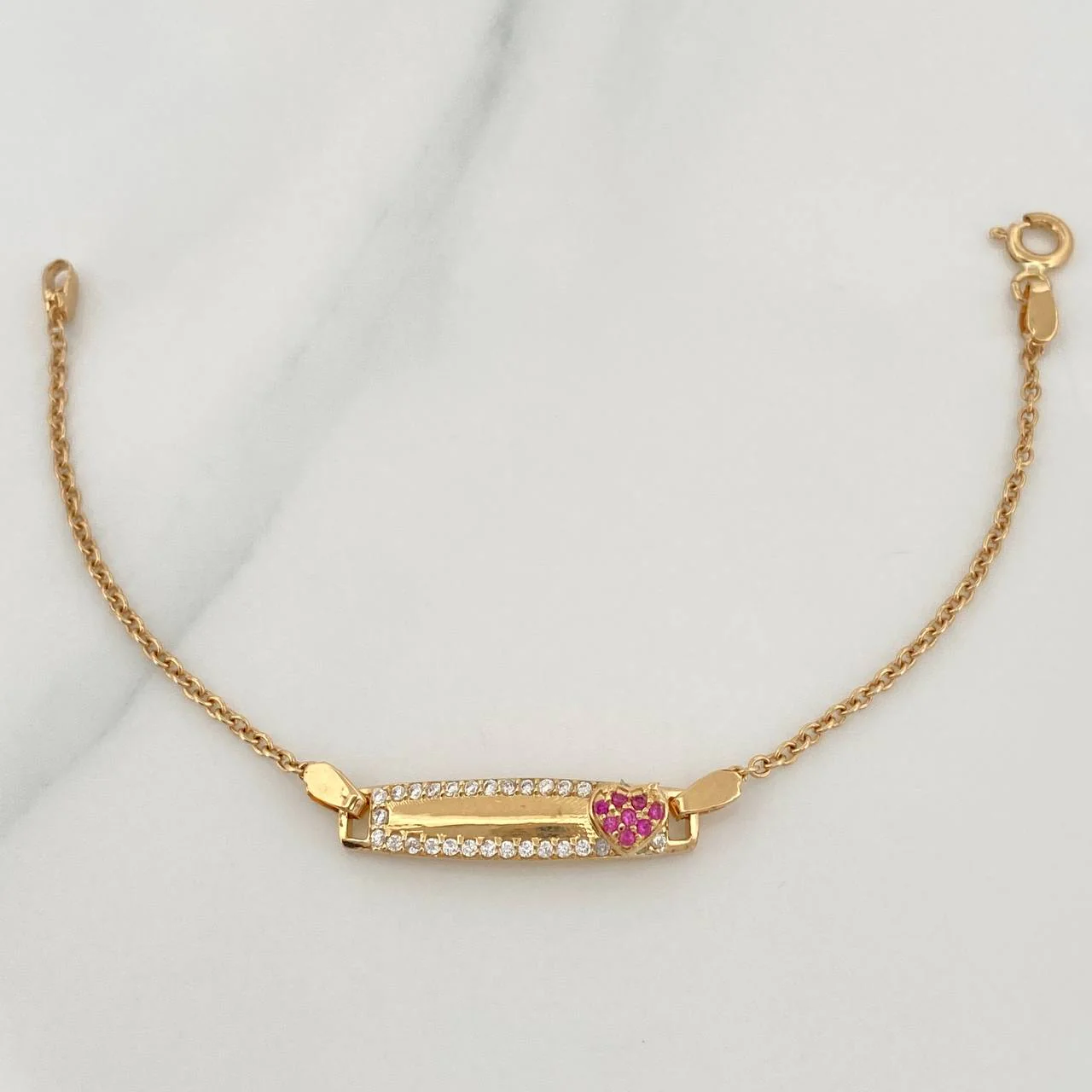 Pulso Placa Bebe Aro Seguido Corazon 2.9gr / 13.5cm / 0.7mm Oro Amarillo 18K % - Image 2